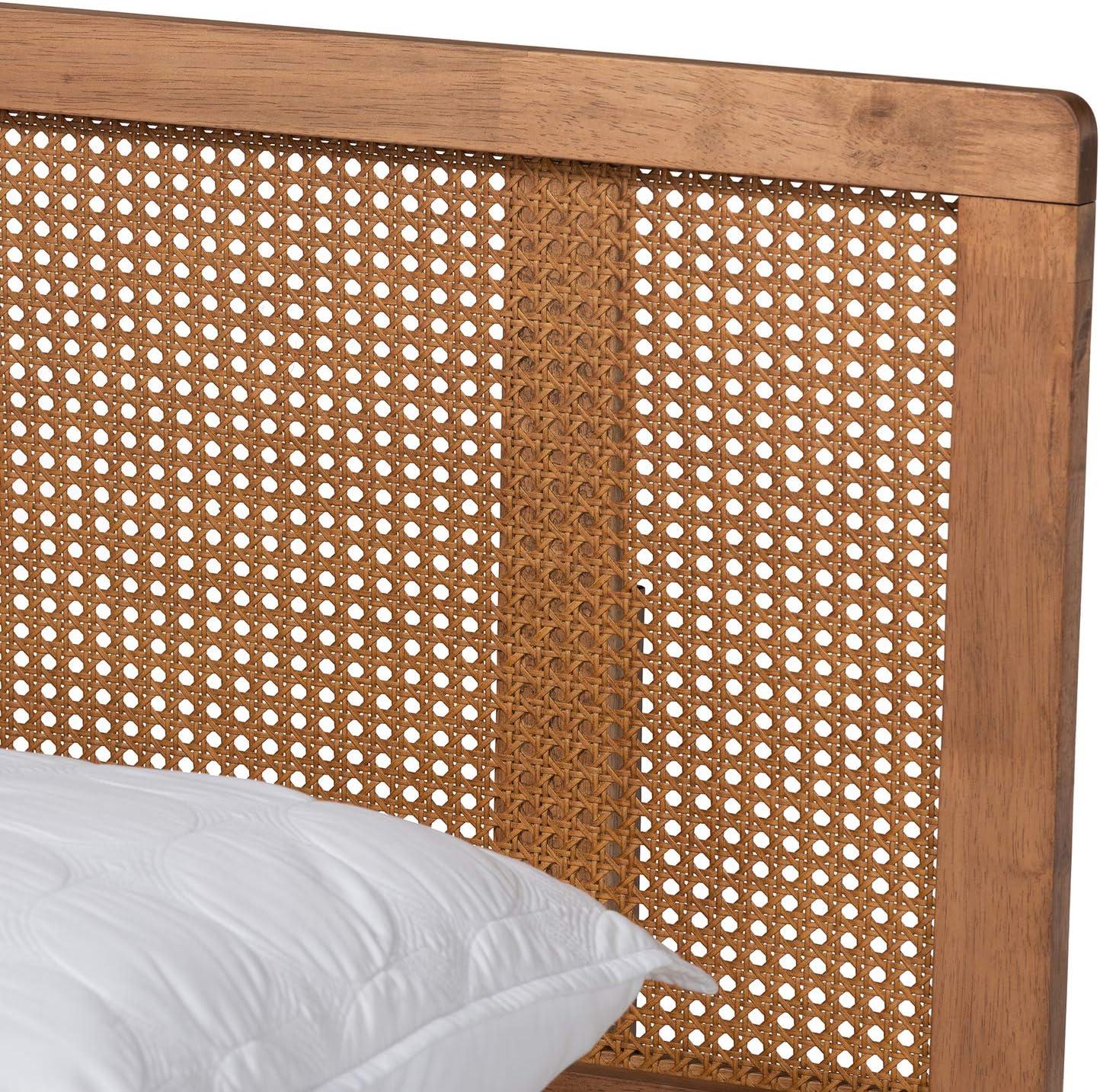 Queen Romy Wood Platform Bed Ash Walnut - Baxton Studio: Vintage Parisian Style, No Box Spring Required