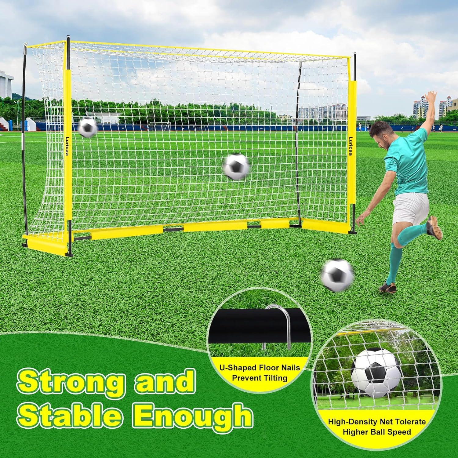 HAOKELBALL Soccer Goal with Agility Ladder and 12 Soccer Cones 12x6 ft Soccer Net for Backyard Quick Setup Portable Soccer Goals with Upgraded Goal Posts and Carry Bag