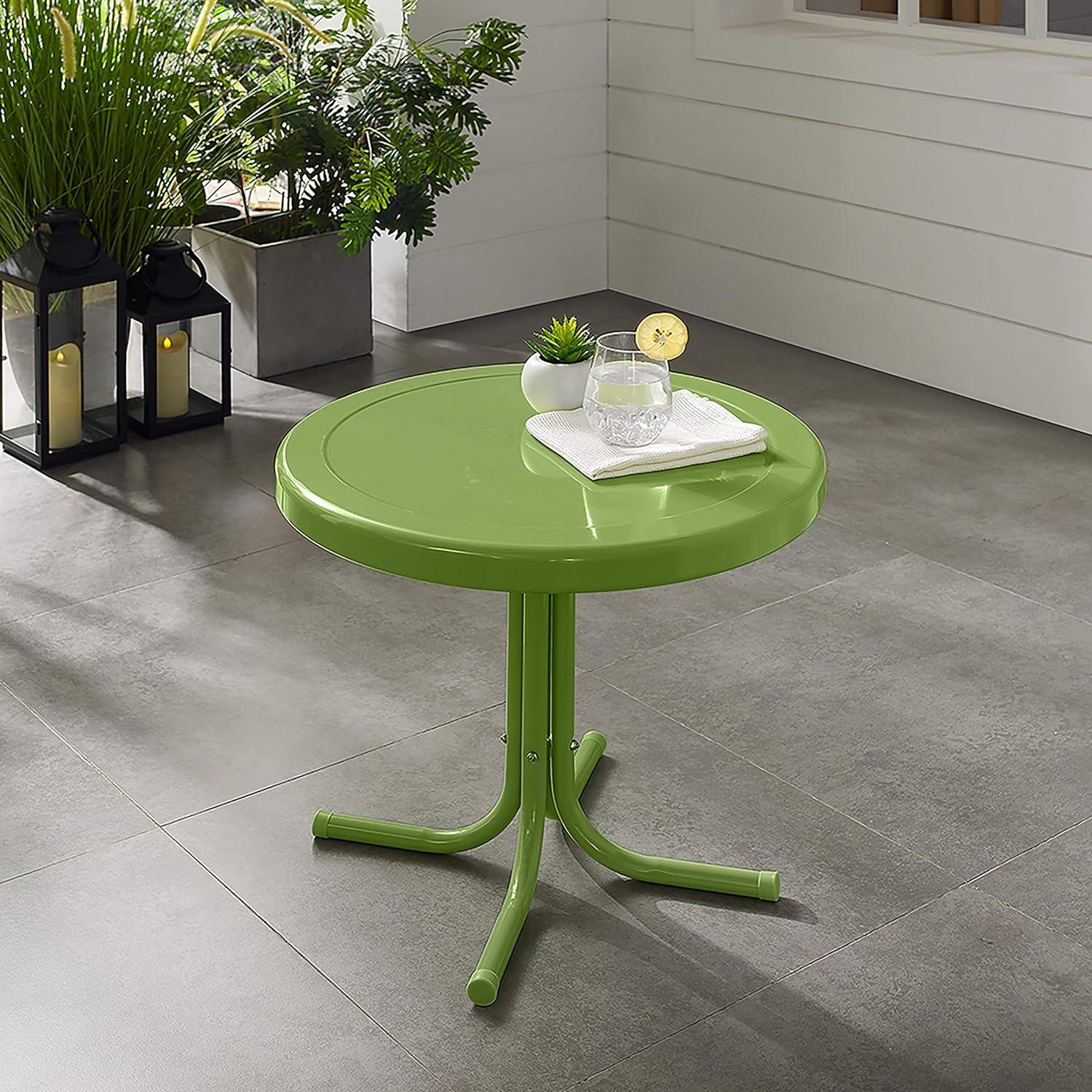 Pastel Green Retro Metal Outdoor Side Table