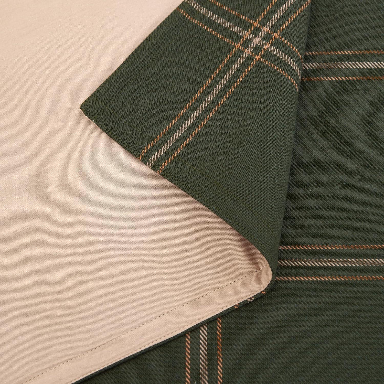 Hunter Green Plaid Cotton King Reversible Bedspread Set