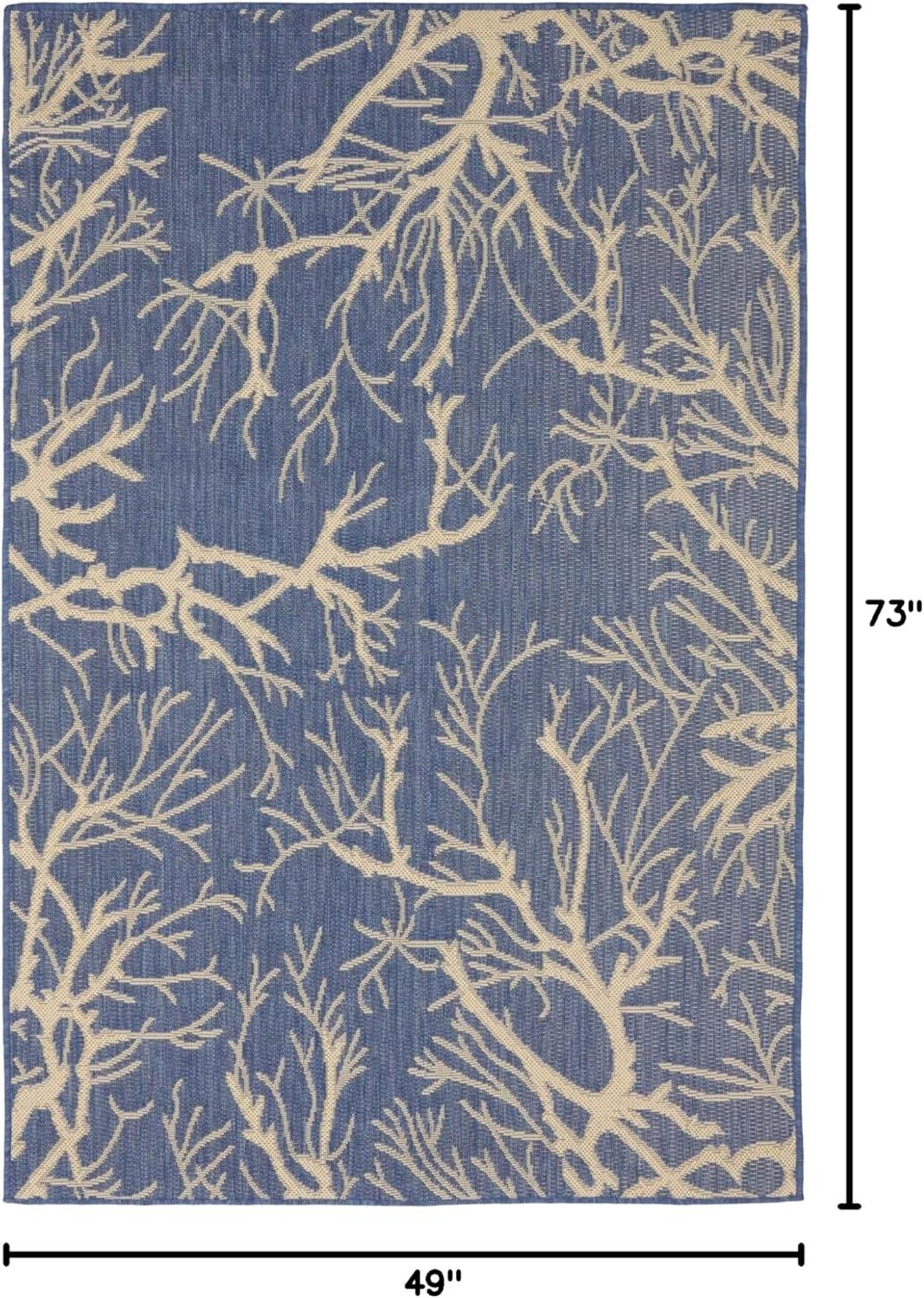 Unique Loom Outdoor Botanical Collection Area Rug - Branch (4' 1" x 6' 1" Rectangle Blue/Beige)