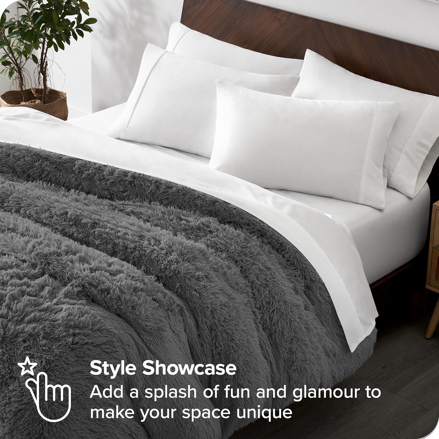 Bare Home Shaggy Fleece Plush Duvet Cover