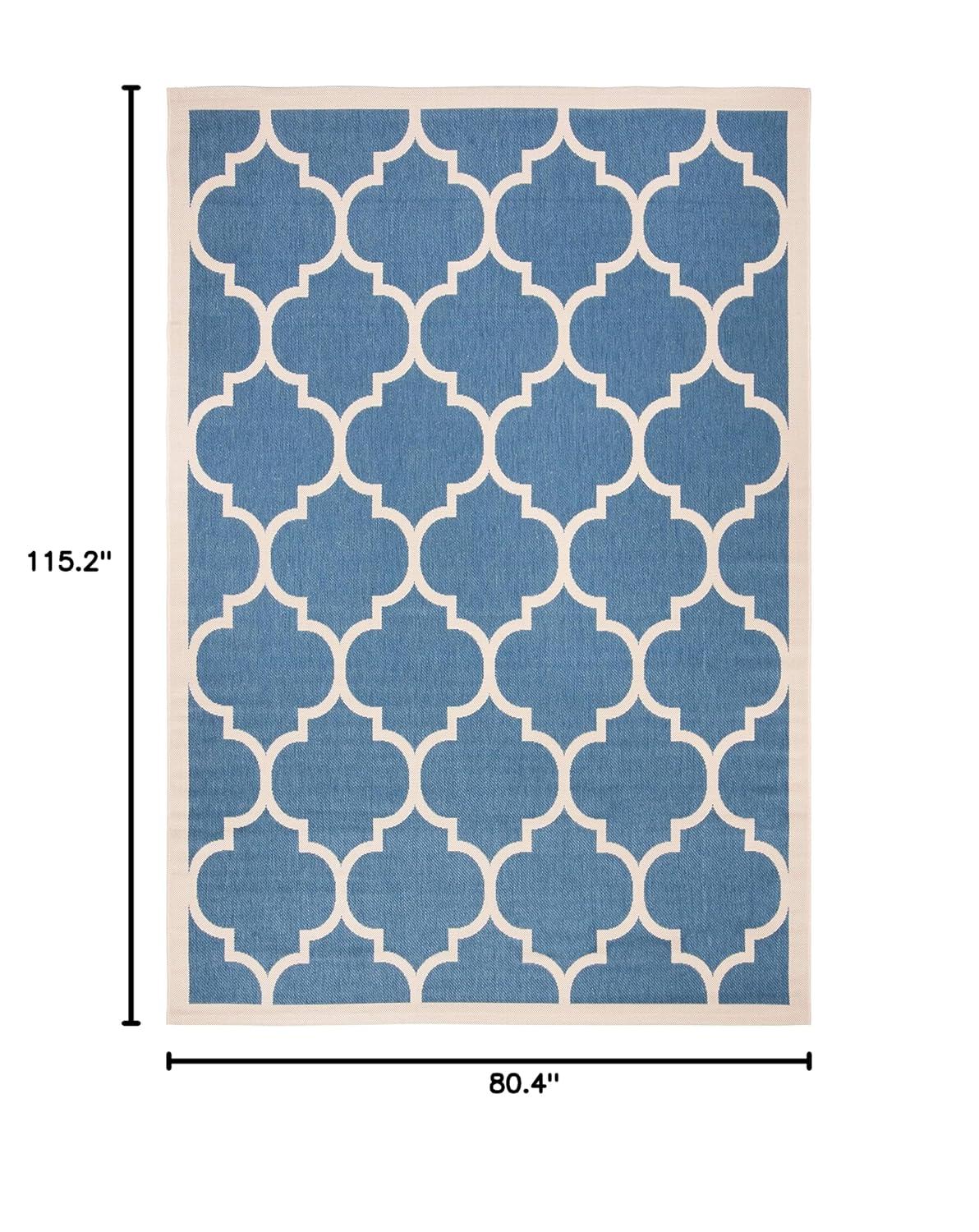 Courtyard CY6914 Power Loomed Indoor/Outdoor Area Rug - Blue/Beige - 6'7"x9'6" - Safavieh.