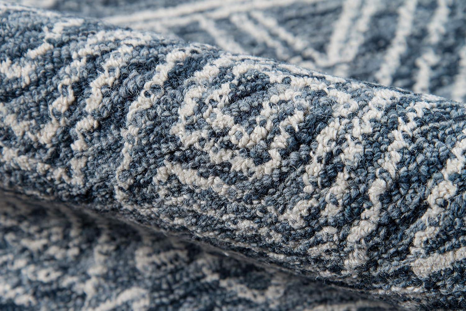 3'6"x5'6" Mallorca Evalyn Area Rug Denim - Momeni: Wool, Geometric, Bohemian, Handmade, Low Pile, Indoor Use