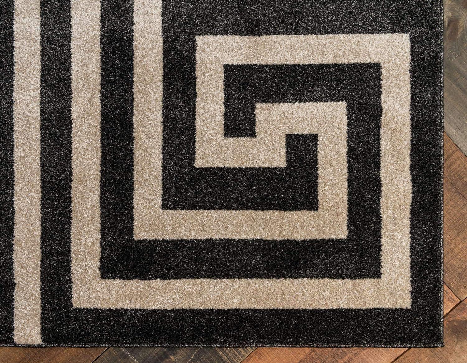 Unique Loom Athens Collection Area Rug - Greek Key (7' 1" x 10' Rectangle Black/Beige)