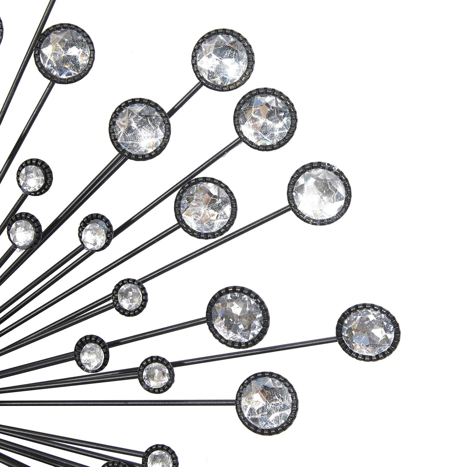 DecMode Black Metal Starburst Wall Decor with Crystal Embellishments (3 Count)