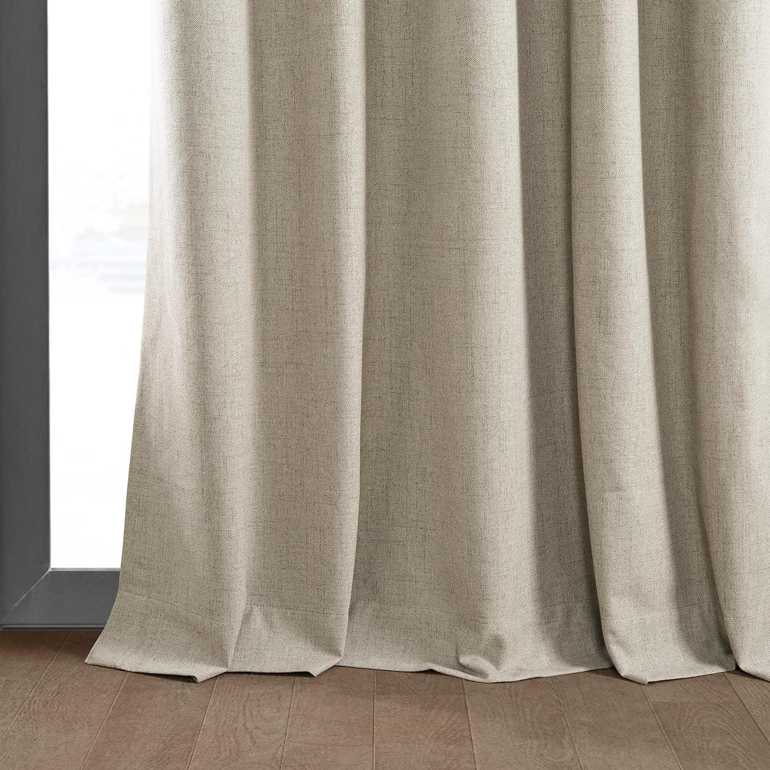 Light Tan Brown Vintage Thermal Cross Linen Weave Blackout Rod Pocket Curtain - 50 in. W x 120 in. L (1 Panel)