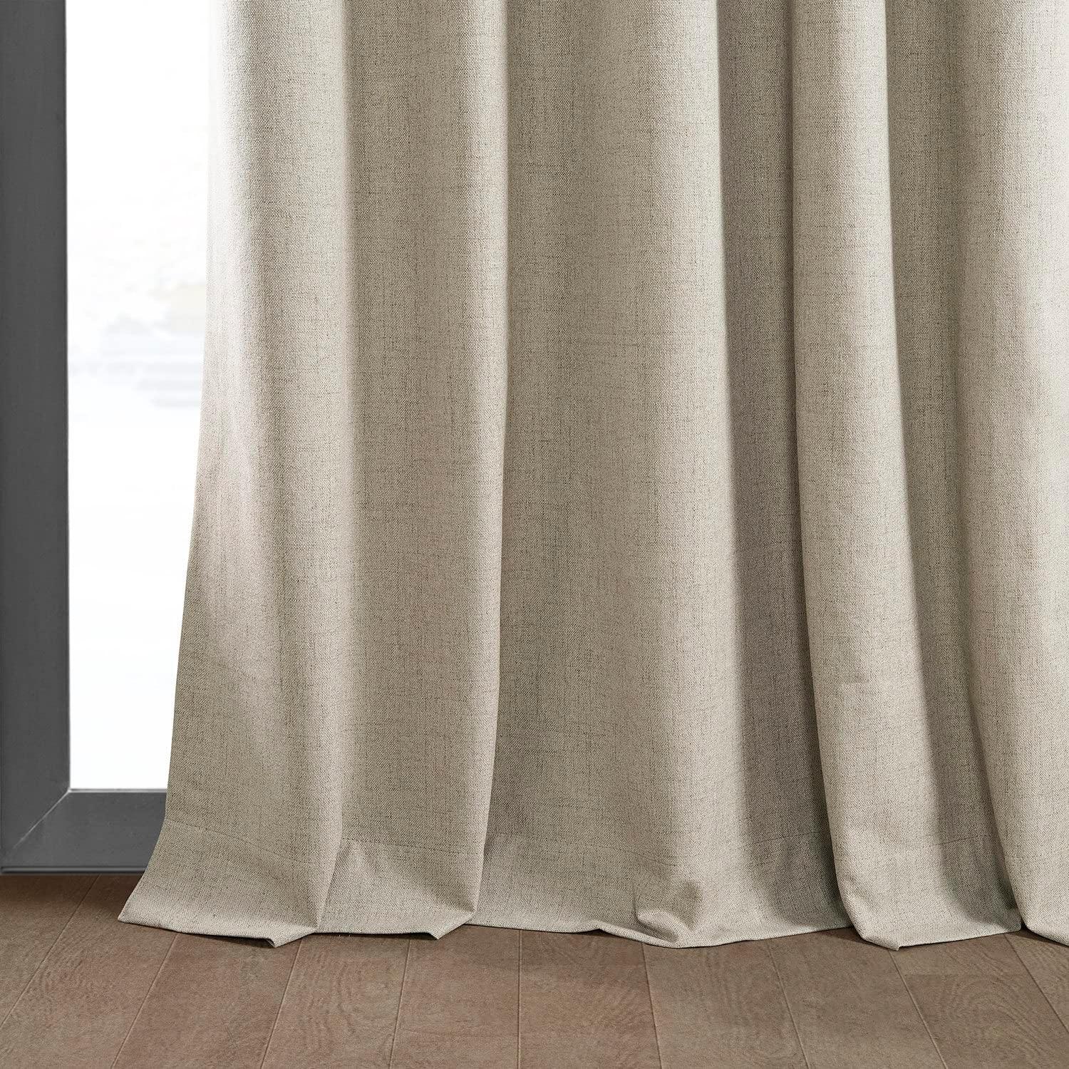 Light Tan Brown Vintage Thermal Cross Linen Weave Blackout Rod Pocket Curtain - 50 in. W x 120 in. L (1 Panel)