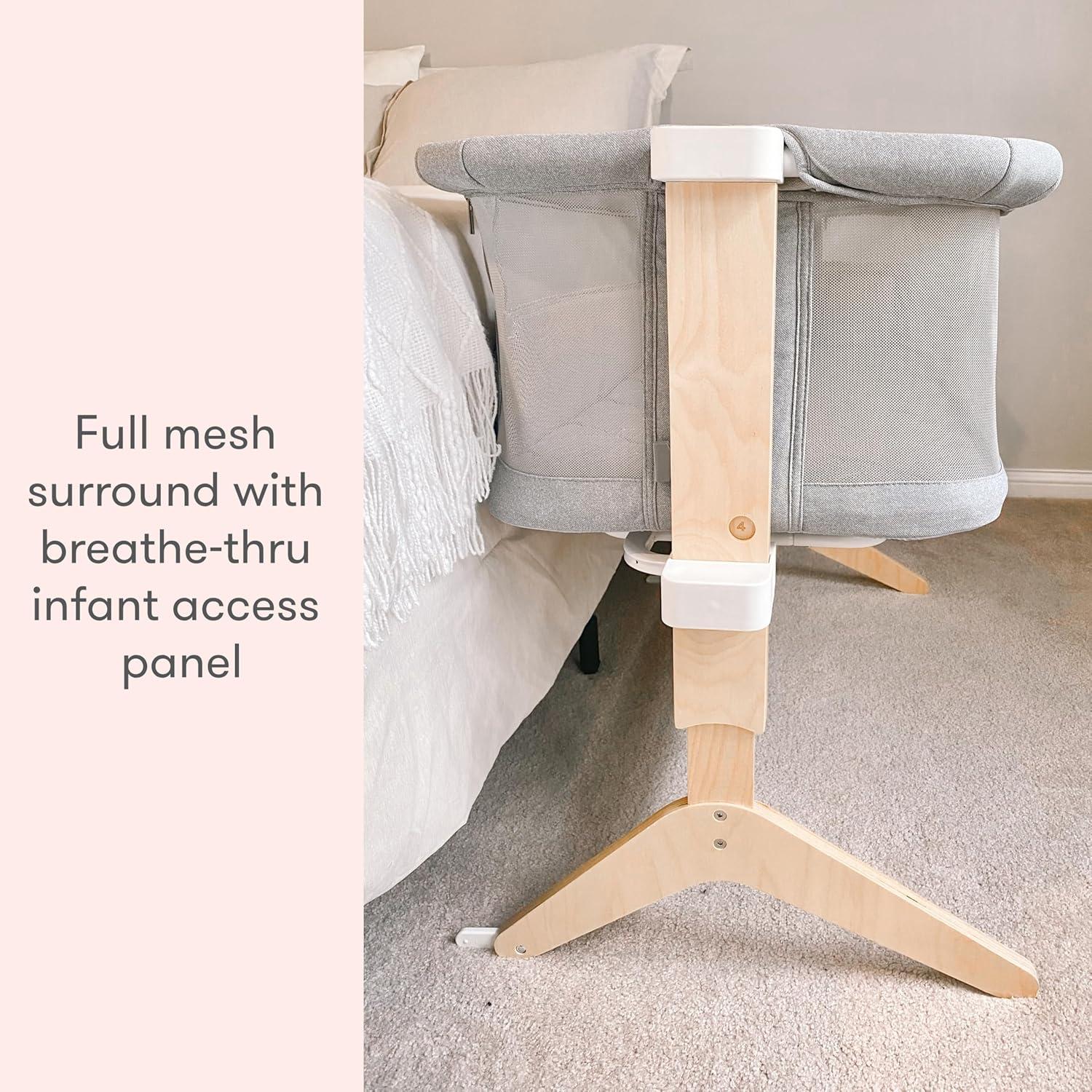 Newton Baby Bassinet & Bedside Sleeper with Mattress & Sheet - Ultra-Breathable & Completely Washable, Removable Dual-Layer Cover | Solid Birch Frame Adjustable Height & Infant Access Opening