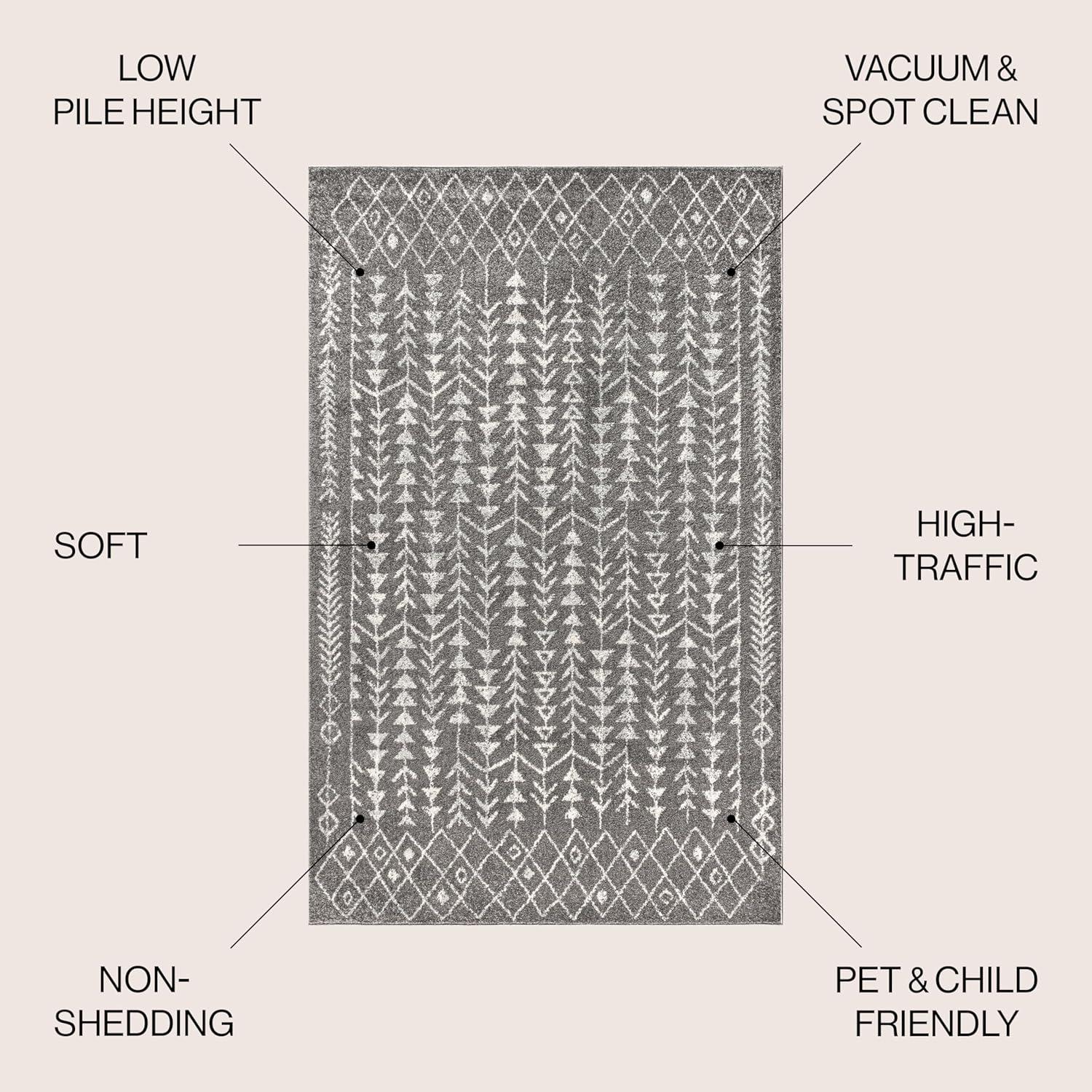 3'x5' Ziri Moroccan Geometric Area Rug, Grey/Cream - JONATHAN Y
