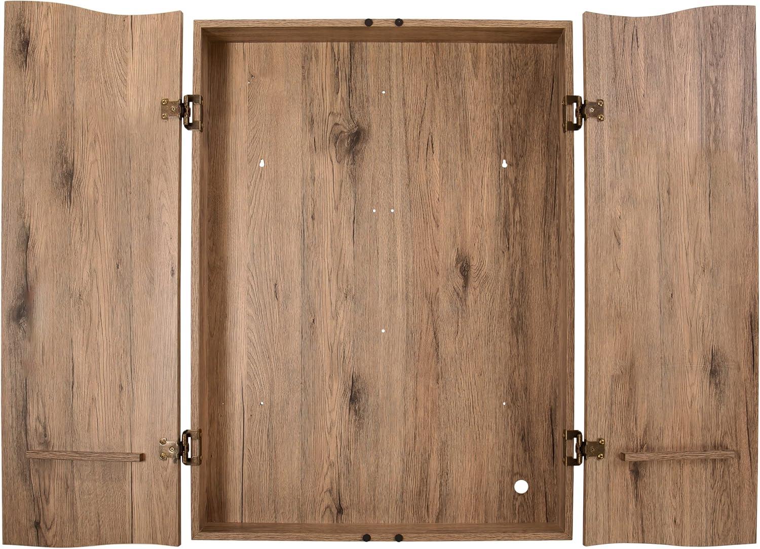 Tan Wood Dartboard Cabinet with Steel Hinges