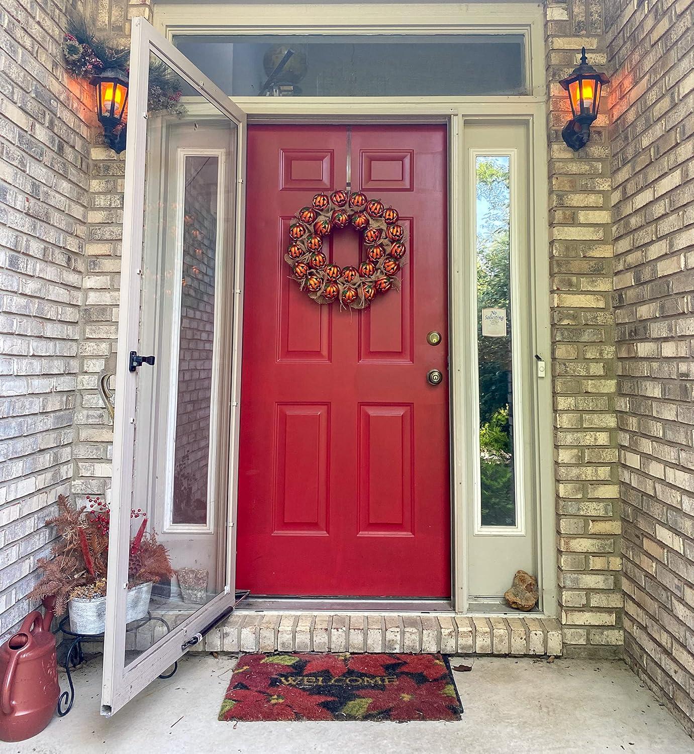 20" Round Burlap and Plastic Pumpkin Halloween Wreath