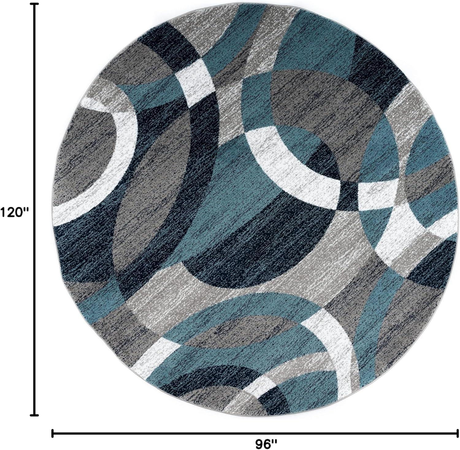 World Rug Gallery Geometric Circles Blue 6'6" Round Rug