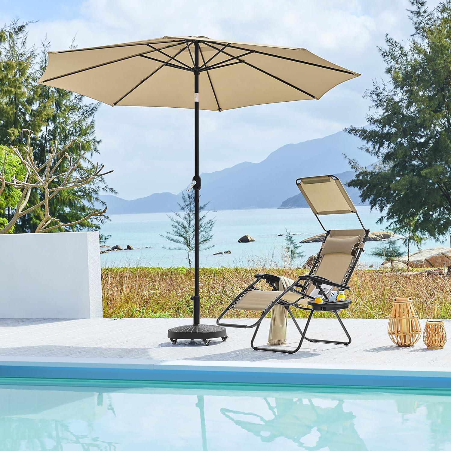 Yaheetech 26in Outdoor Zero Gravity Chair with Cupholder and Pillow, Beige