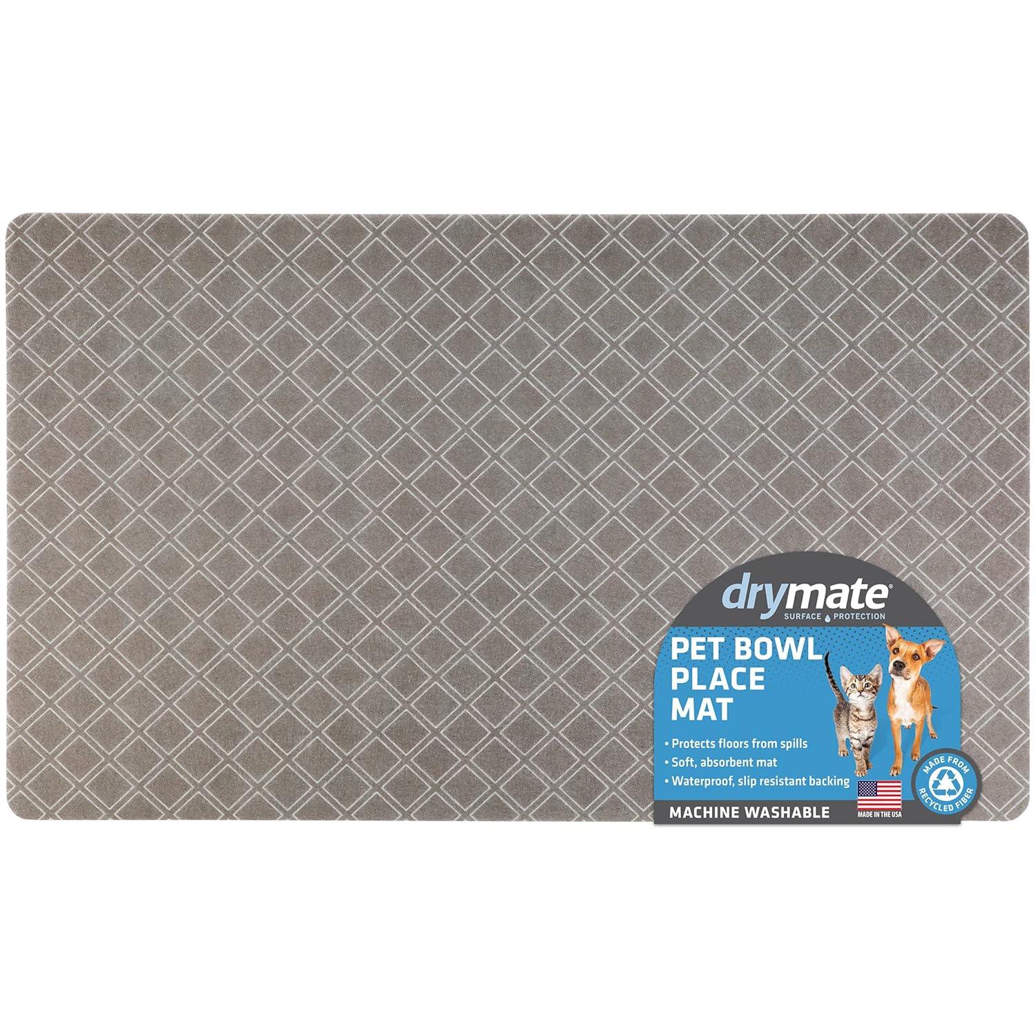 Pet Bowl Placemat, Feeding Mat For Dog & Cat - Thin, Absorbent, Waterproof, Machine Washable