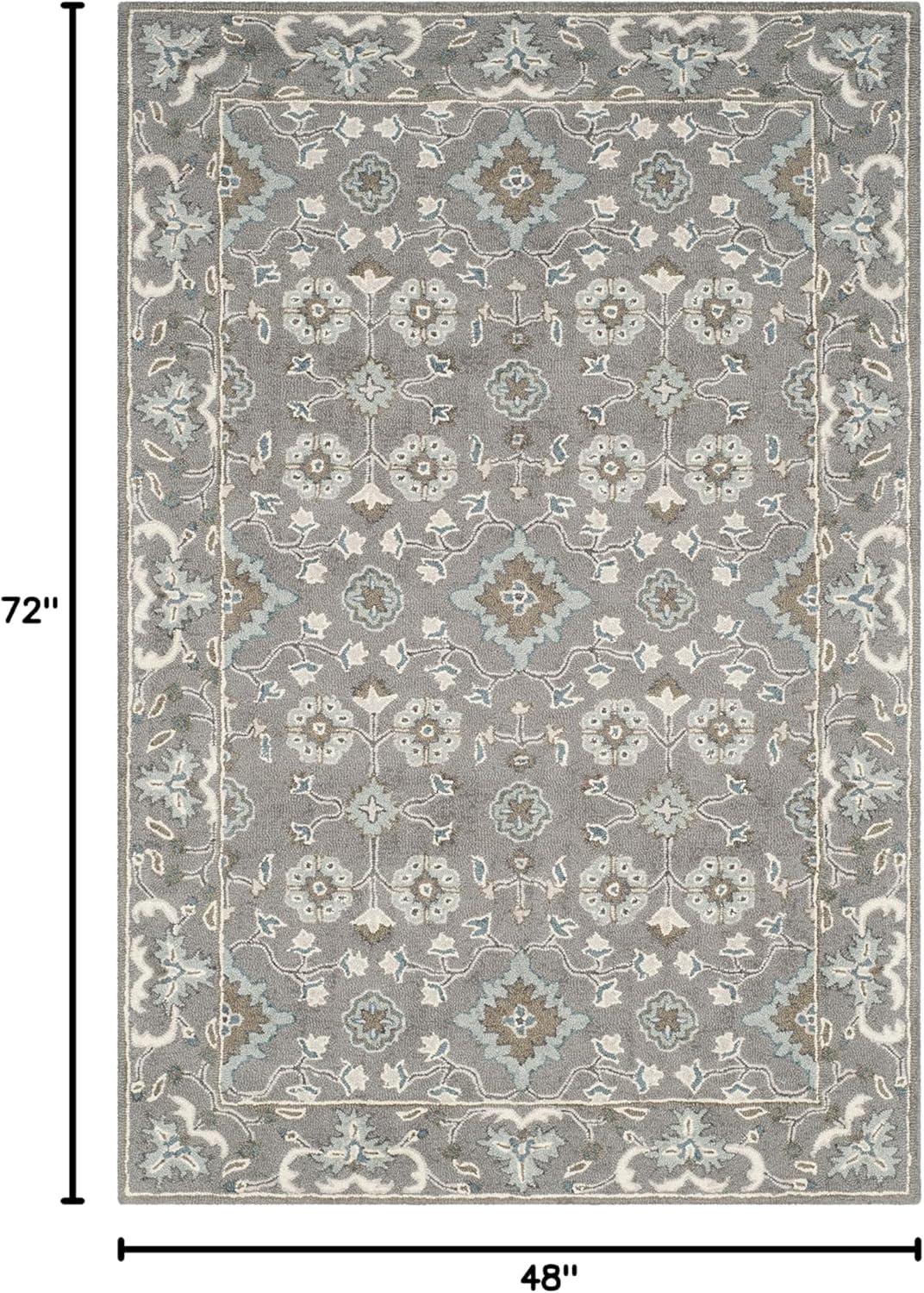 Blossom BLM218 Hand Tufted Area Rug - Grey - 4'x6' - Safavieh.