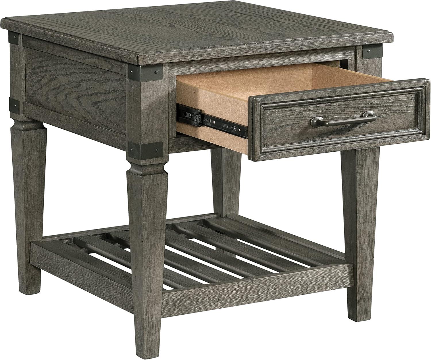 Intercon Furniture Foundry 24" Transitional Wood Veneer End Table in Pewter