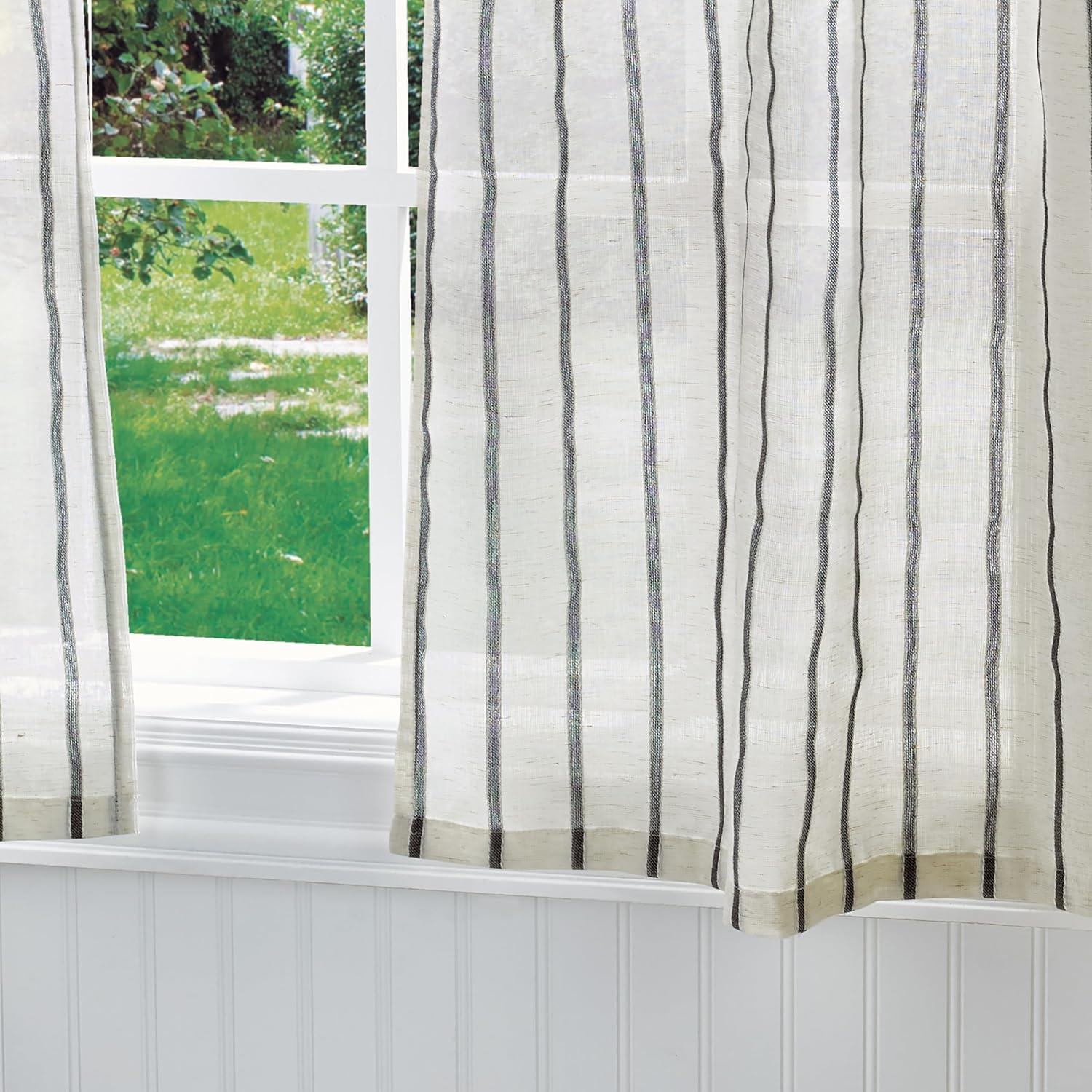 Martha Stewart Laguna Stripe Gray Tier & Valance Set