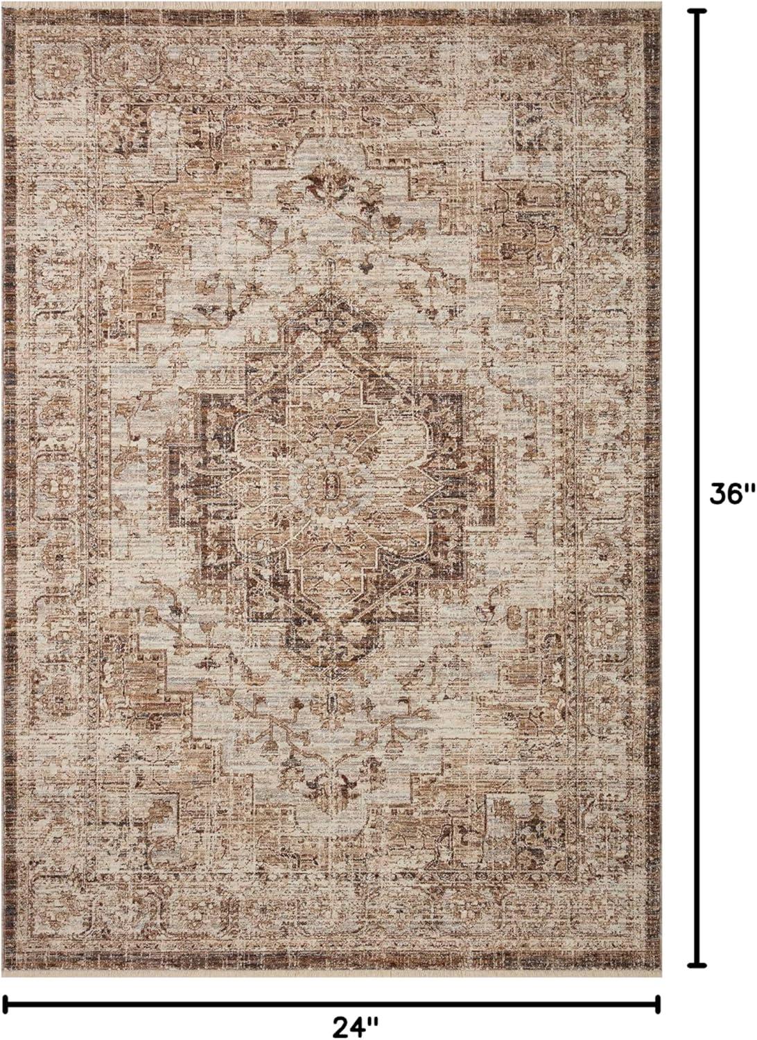 Sorrento Oriental Machine Made Power Loom Polyester Area Rug in Beige/Brown