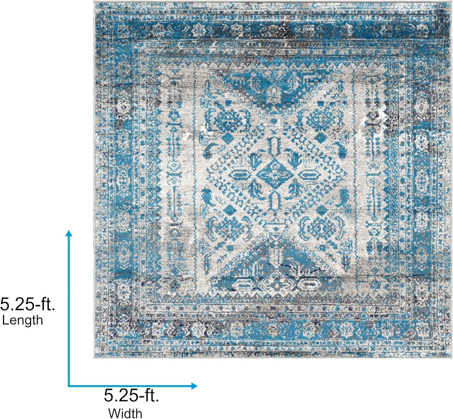 Livabliss 5'3"x5'3" Square Melissa Traditional Rugs Gray