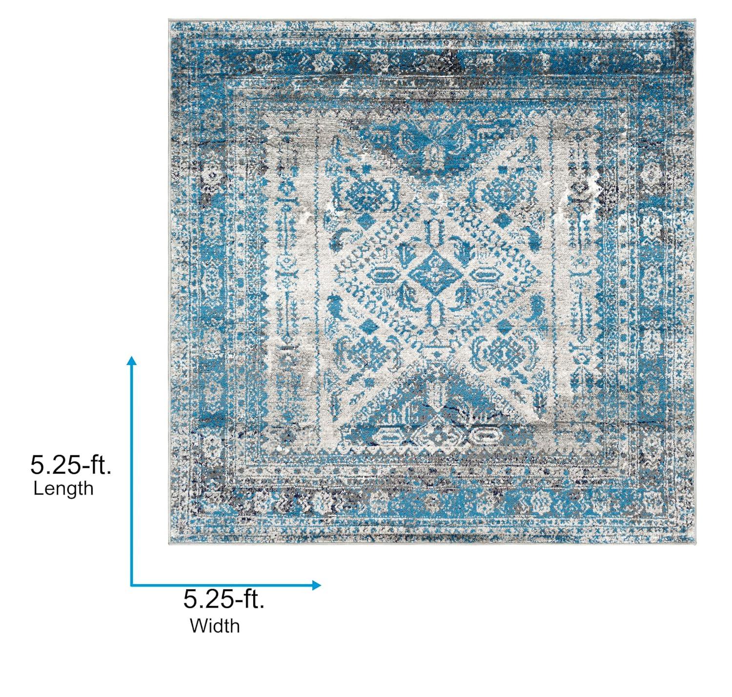 Livabliss 5'3"x5'3" Square Melissa Traditional Rugs Gray