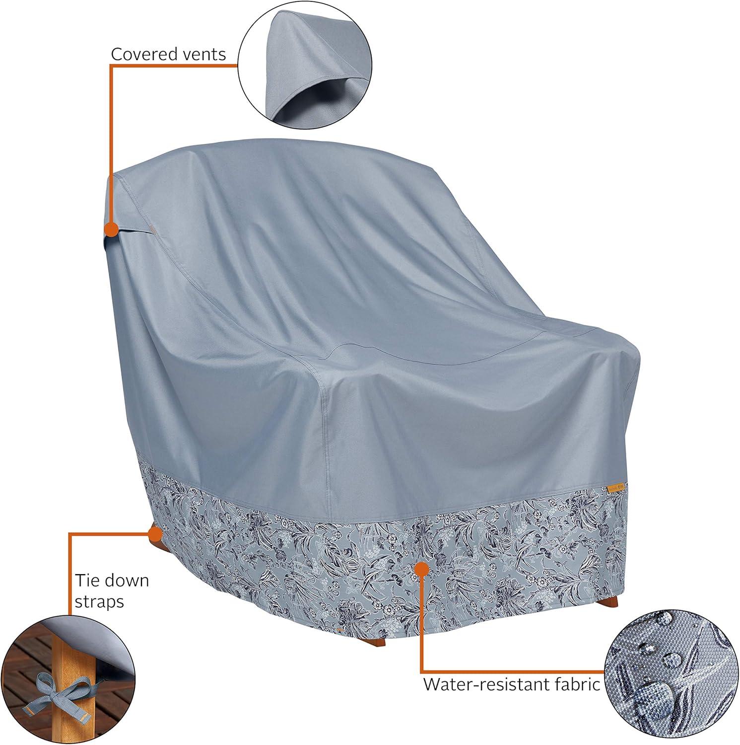 Classic Accessories for Vera Bradley Water-Resistant Adirondack Patio Chair Cover, 32 x 34 x 32 Inch, Rain Forest Toile Gray KEF16