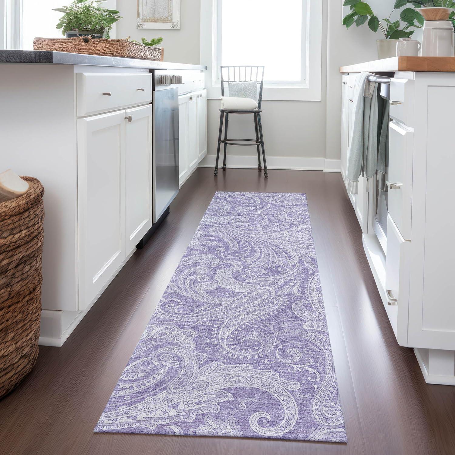 Lavender Paisley Flat Woven Indoor/Outdoor Runner Rug