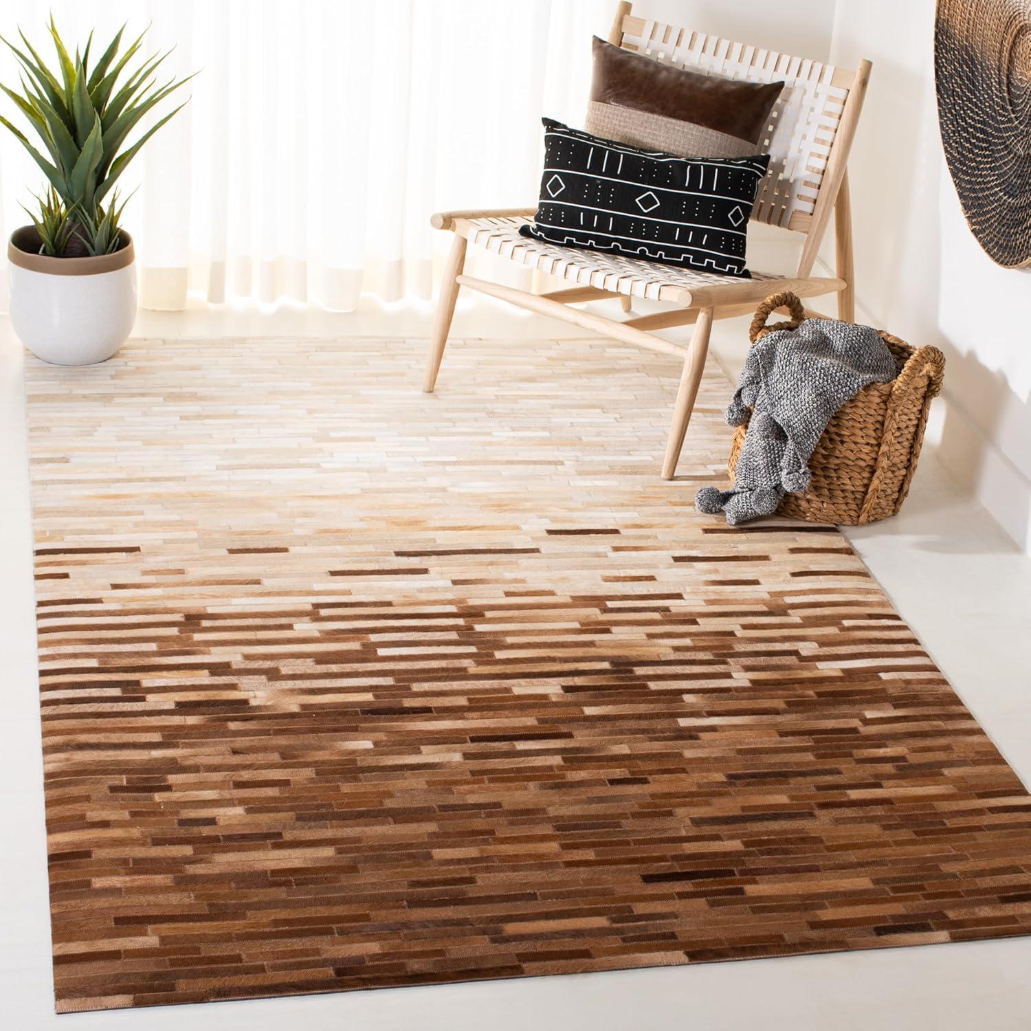 Studio Leather STL805 Hand Woven Indoor Area Rug - Ivory/Brown - 4'x6' - Safavieh