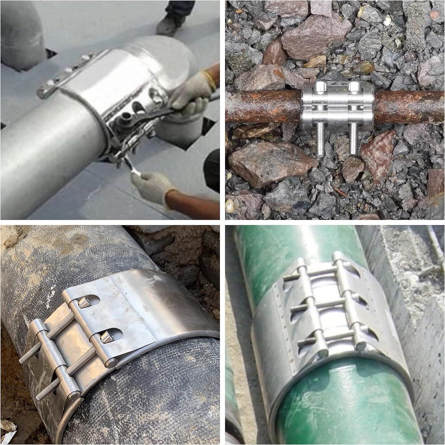 Stainless Steel and Rubber Leak Sealer Pipe Repair Clamp