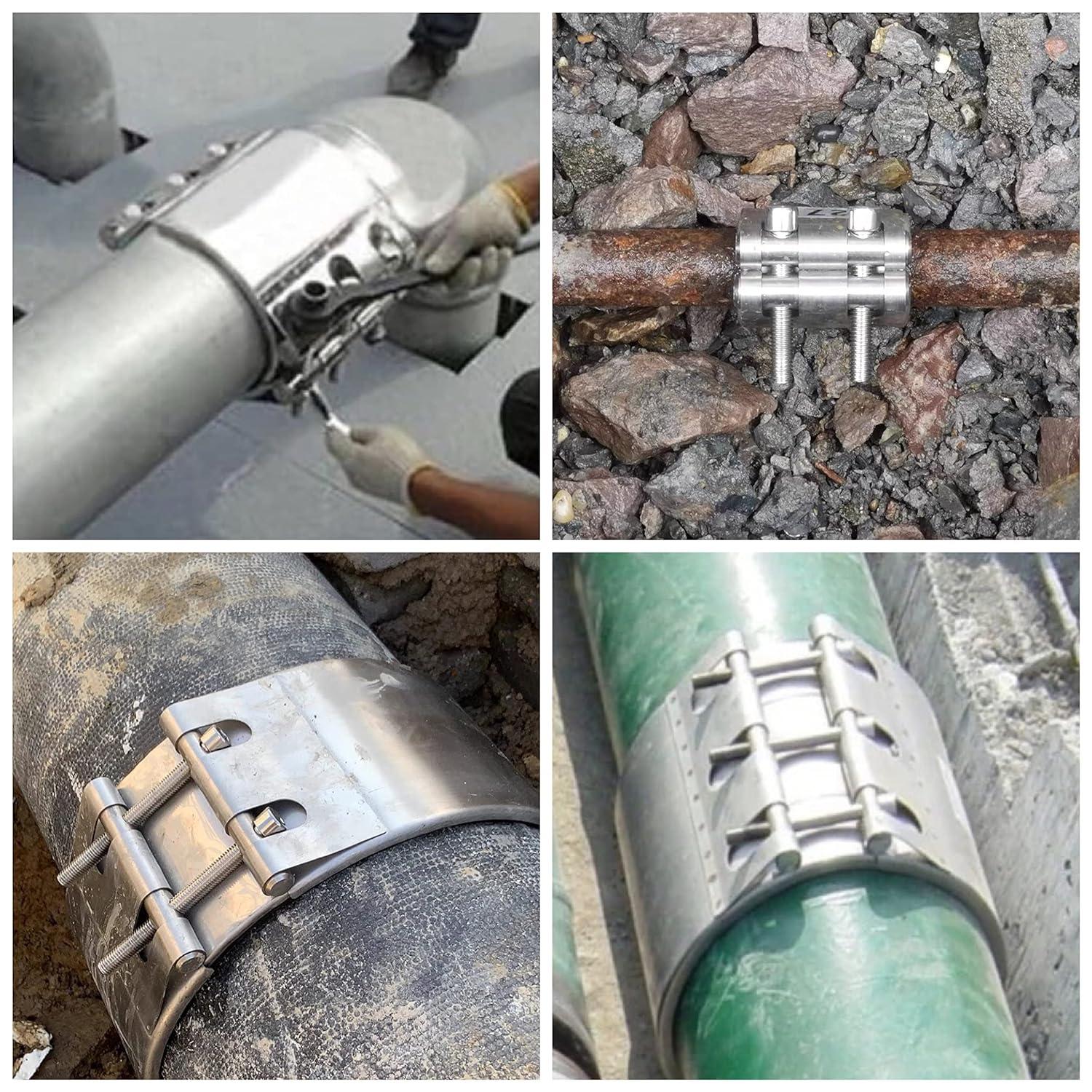 Stainless Steel and Rubber Leak Sealer Pipe Repair Clamp