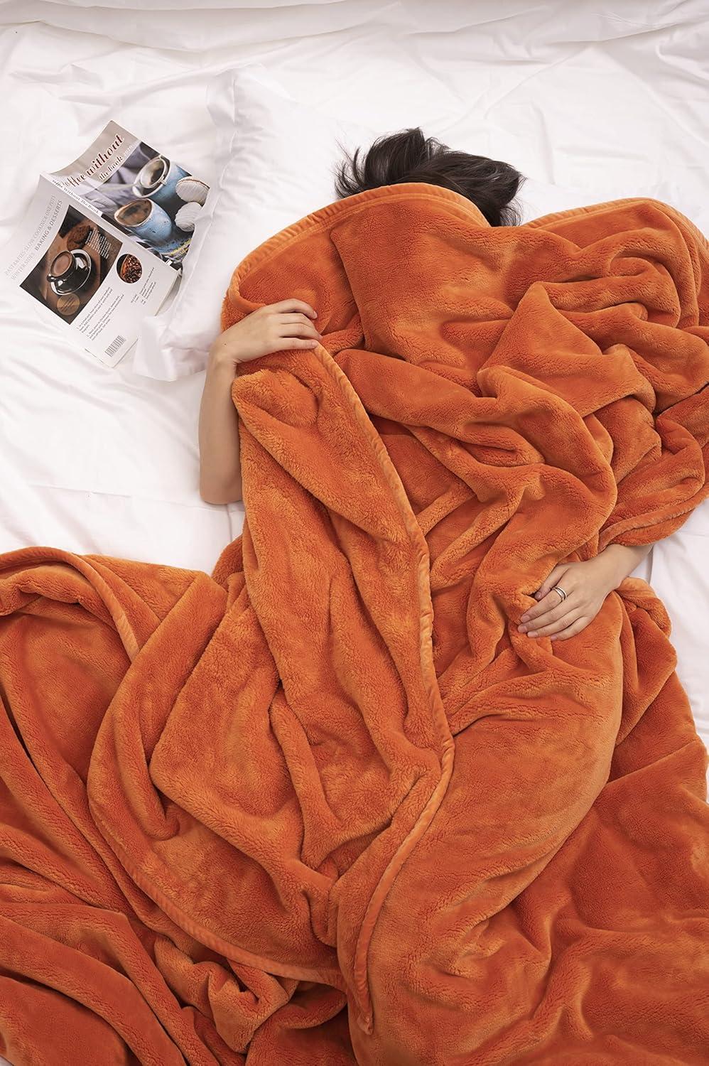 Mellowdy Extra Thick Hearty Plush Blanket - 500GSM King Warm Blanket for Winter, Fall, Couch, Bed (White, 108x90 inches)