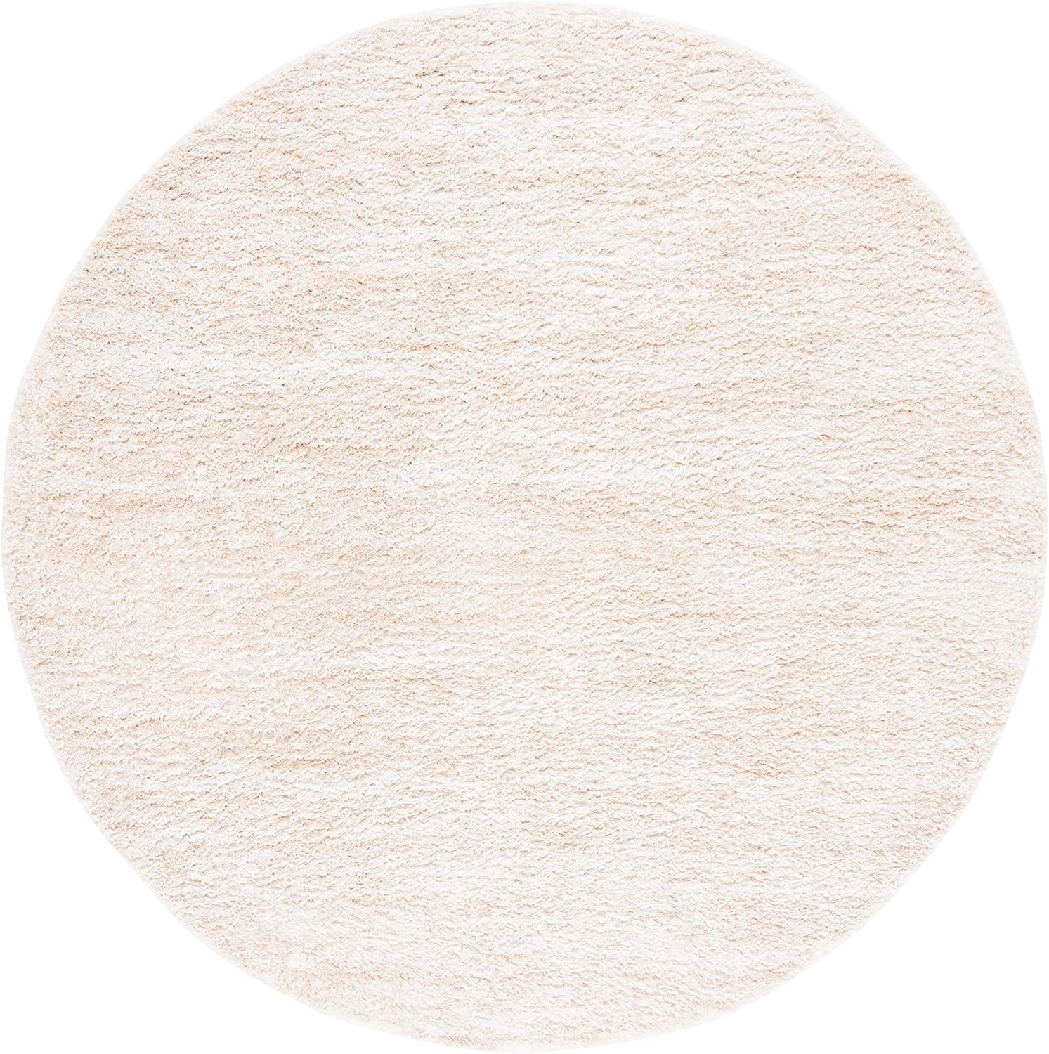 SAFAVIEH Berber Torvald Abstract Polyester Shag Area Rug, Ivory/Beige, 4'5" x 4'5" Round