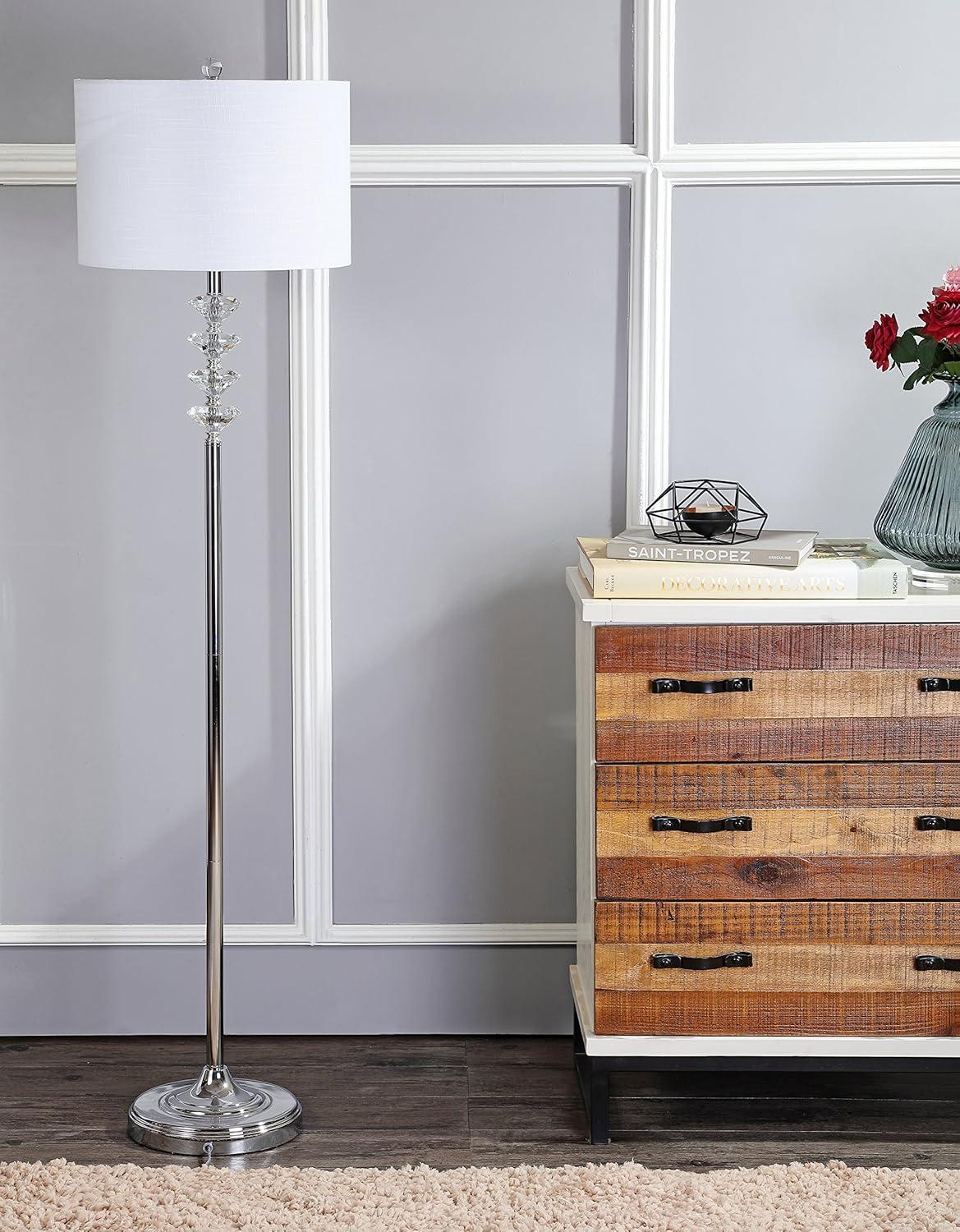 JONATHAN Y Mia 60.5" Crystal/Metal LED Floor Lamp, Clear/Chrome