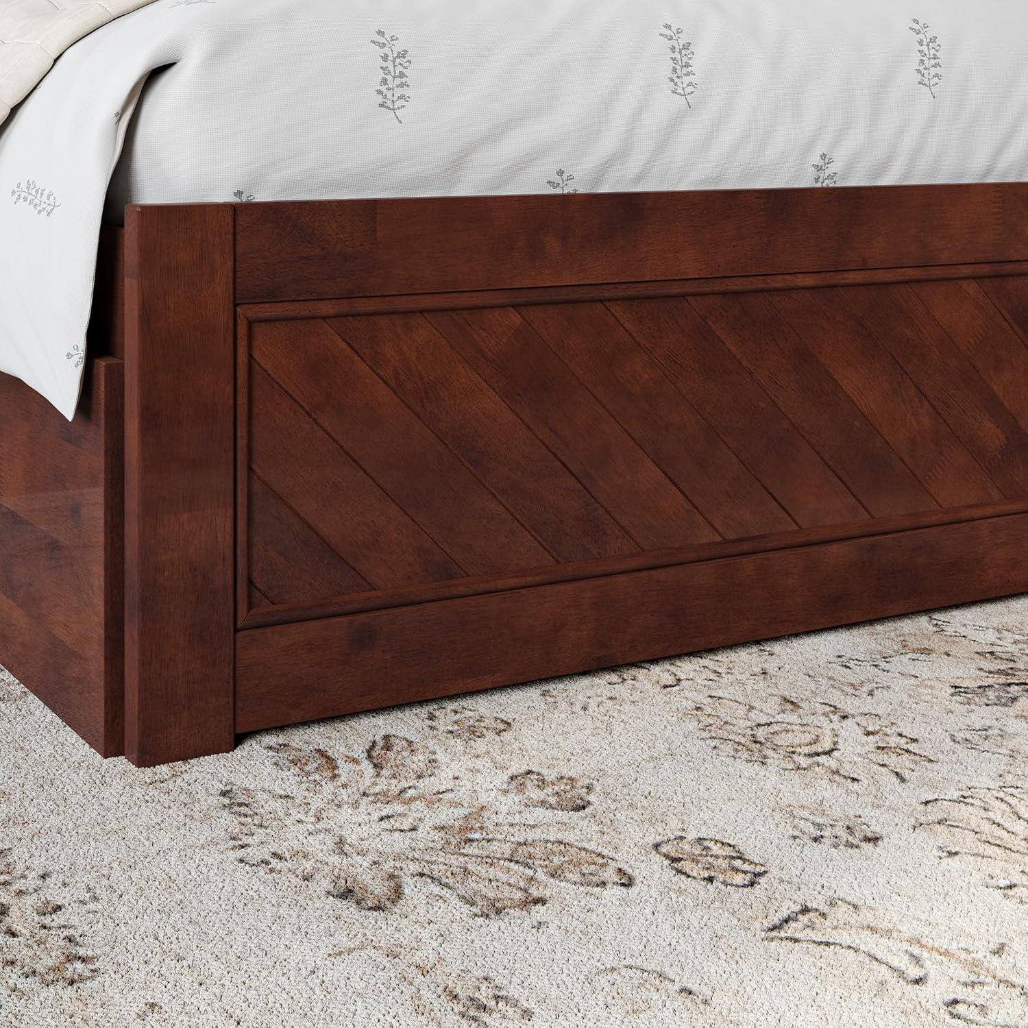 AFI Canyon Walnut Solid Wood Platform Bed with Matching Footboard & Twin-XL Trundle, King