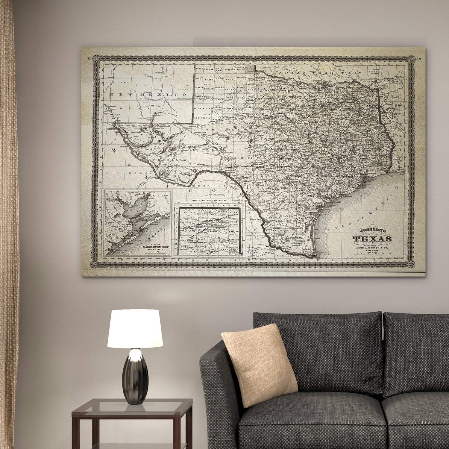 Steelside™ " Vintage Map Texas I "