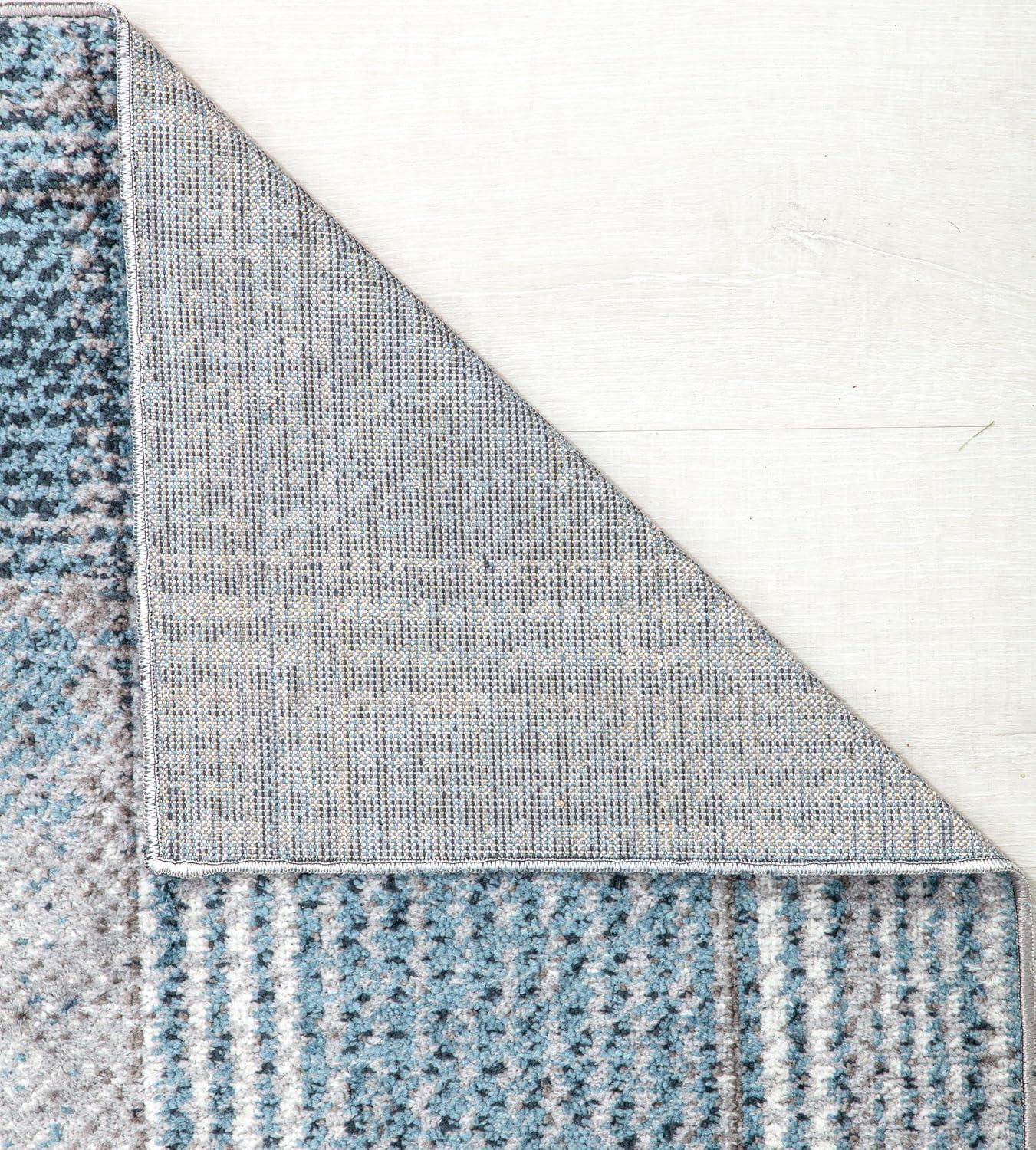 Rugs America Jaelyn JD50A Baltic Rapids Plaid Contemporary Blue Area Rug for Dining Room Rug Neutral Rug Living Room Rug Kitchen, 8'0"X10'0"