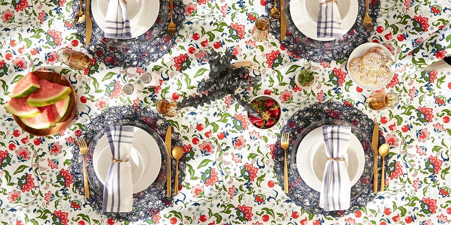 Design Imports  Garden Floral Print Outdoor Tablecloth With Zipper 60X120