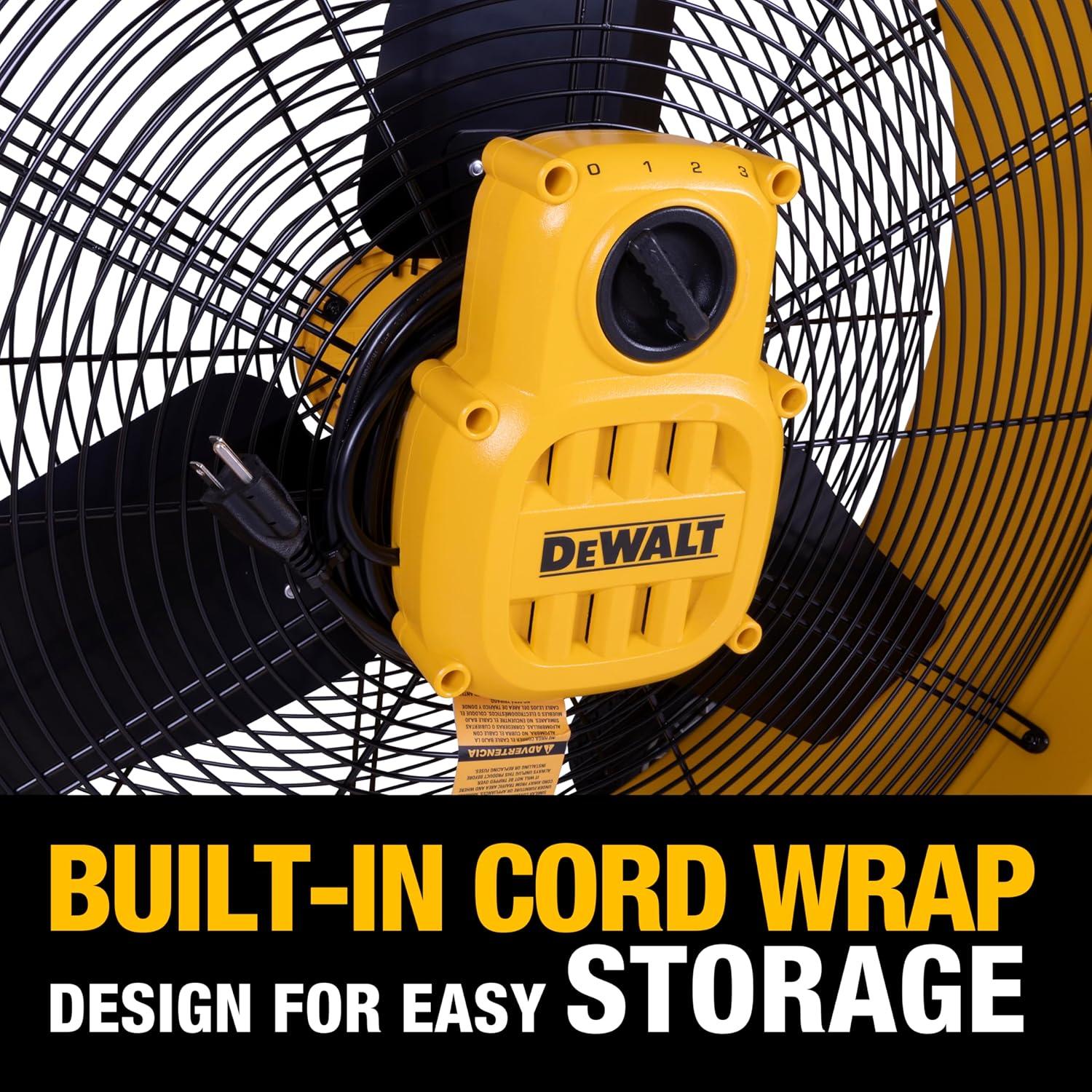 Yellow High-Velocity 30" Industrial Drum Floor Fan with Metal Blades