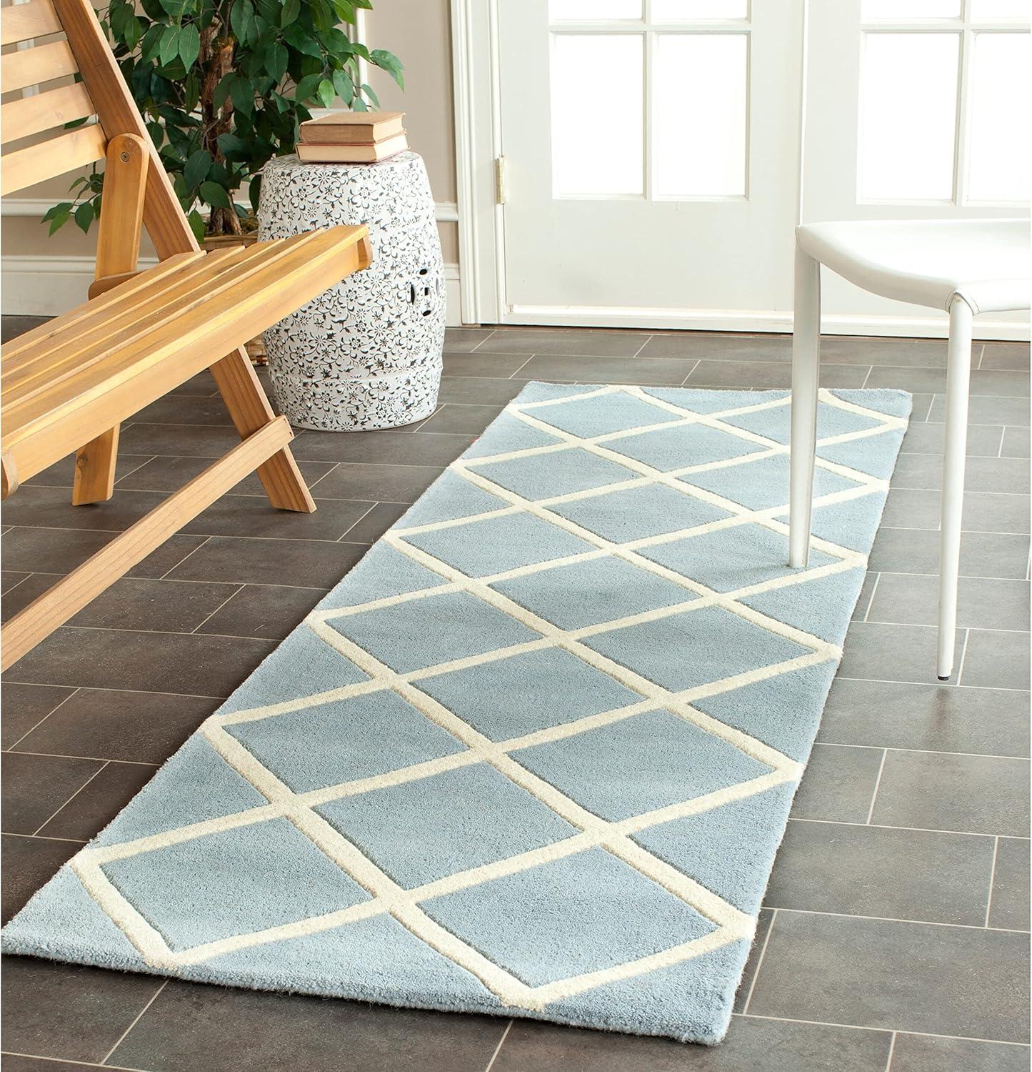 Elegant Off-White Hand-Tufted Wool Runner Rug, 2'3" x 7'