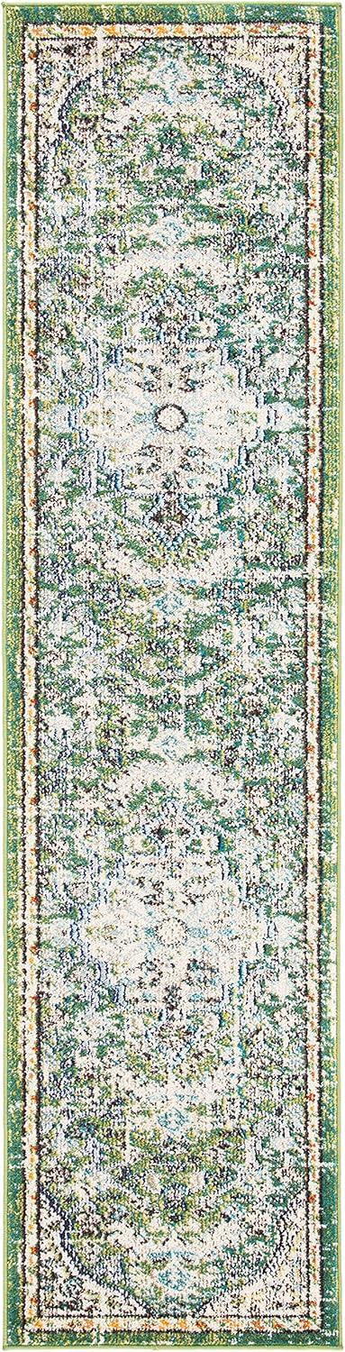 Madison MAD447 Power Loomed Runner Rug - Green/Turquoise - 2'2"x14' - Safavieh.