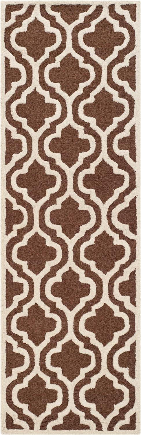 Ivory and Dark Brown Hand-Tufted Wool Area Rug, 3' x 5'