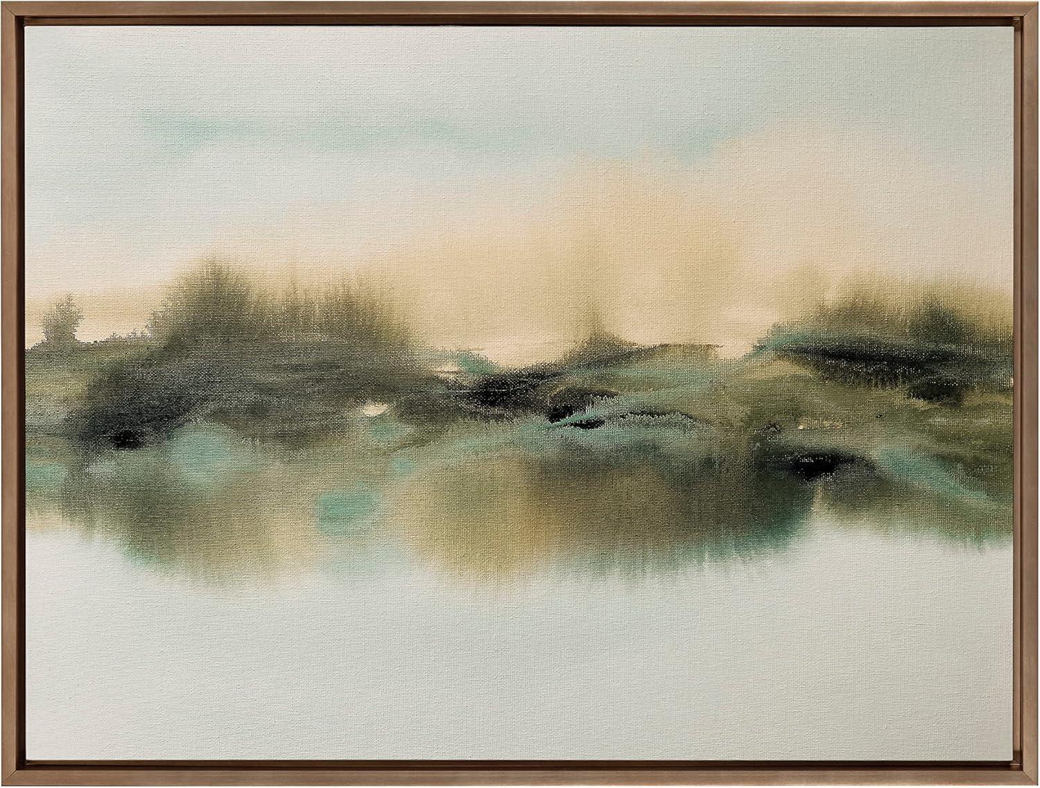 28" x 38" Sylvie Tranquil Meadows Framed Canvas by Amy Lighthall Gold - Kate & Laurel All Things Decor: Rustic Digital Art, Plastic Frame