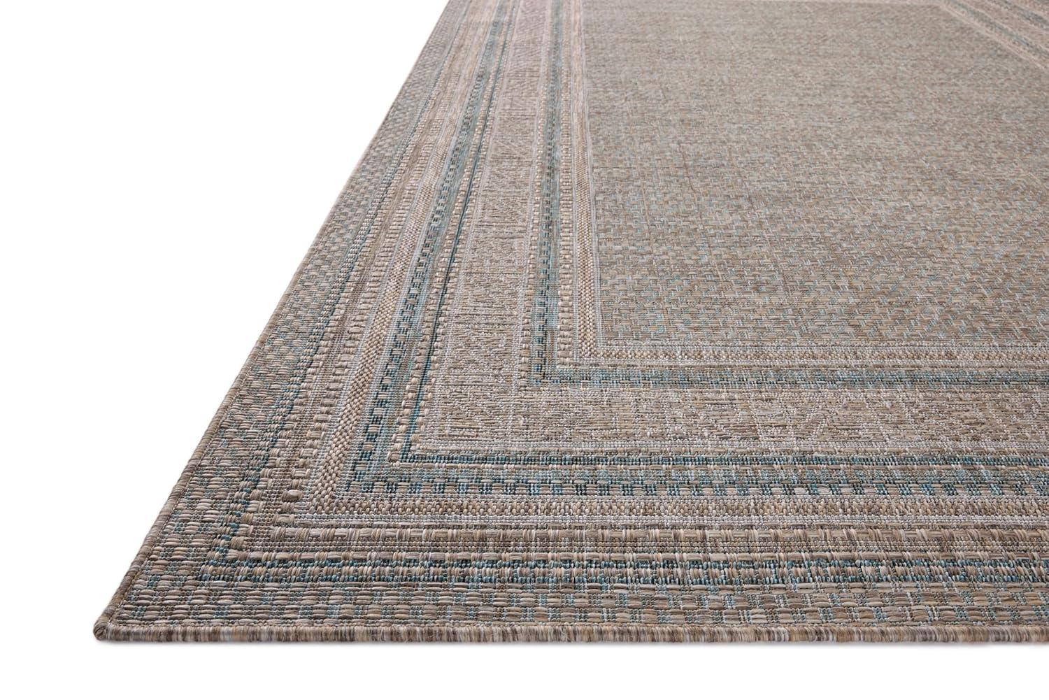 Topanga III Indoor / Outdoor Rug by Amber Lewis x Loloi - Natural and Teal / 6'7" x 9'4"