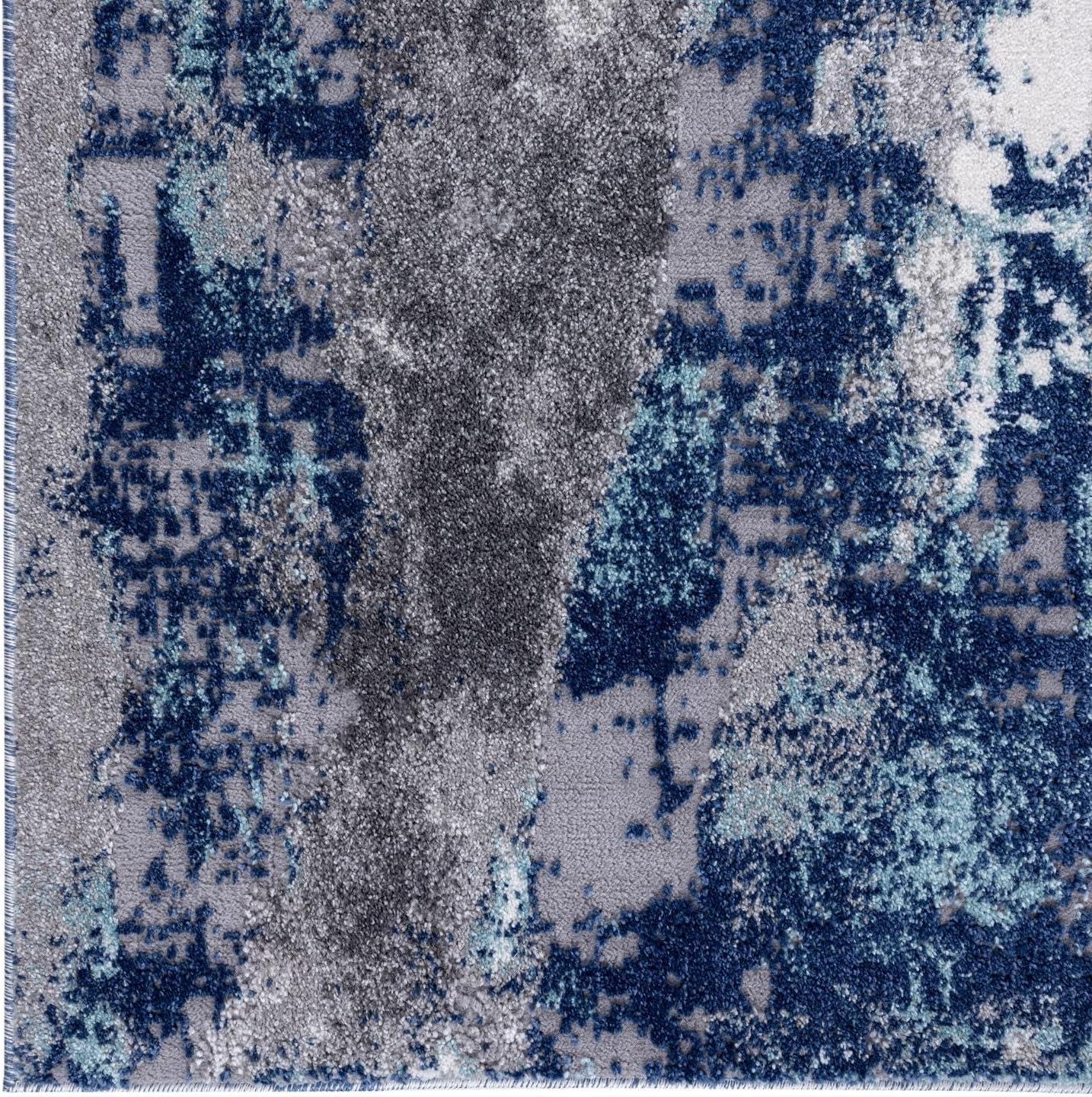 Luxe Weavers Euston Collection D.Blue-L.Blue 5x7 Modern Abstract Area Rug