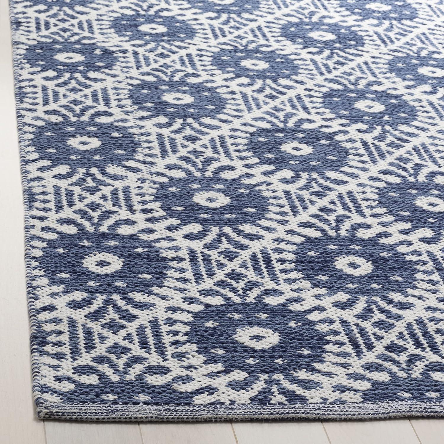 Coastal Charm Ivory/Navy Cotton Blend 3' x 5' Area Rug