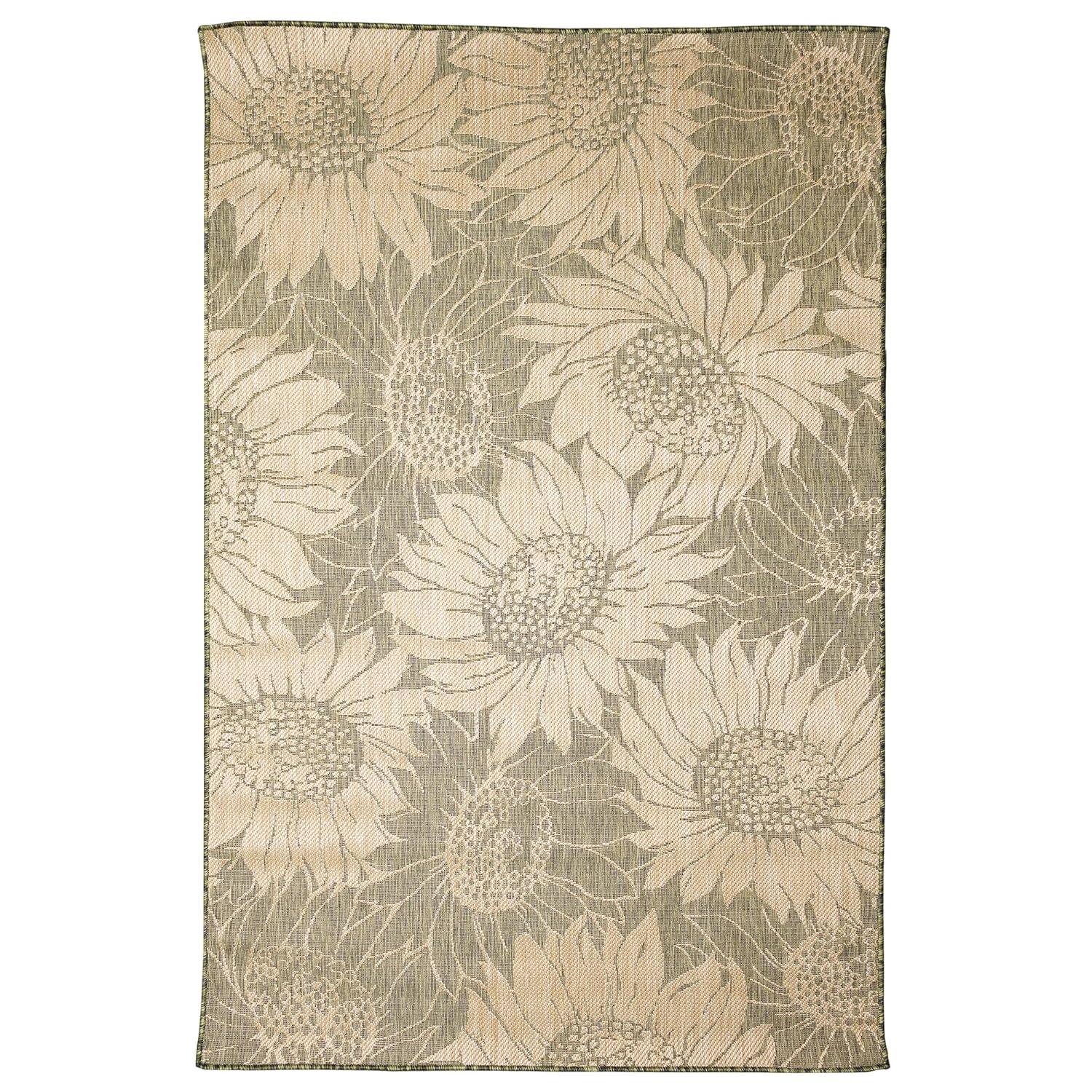 Liora Manne Carmel Sunflower Field Indoor/Outdoor Rug Green 4'10" x 7'6"