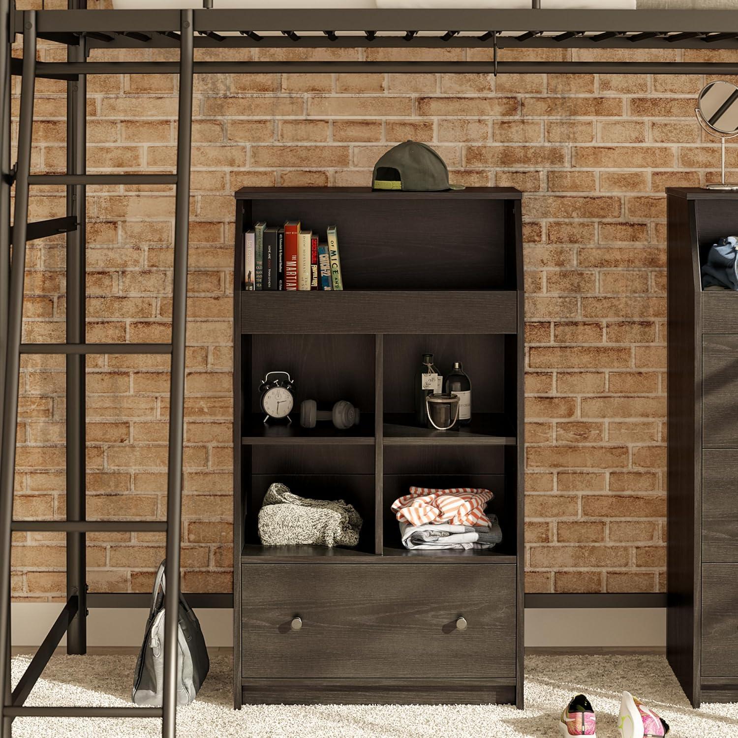 The Loft 2 Door Storage Tower, Black Oak