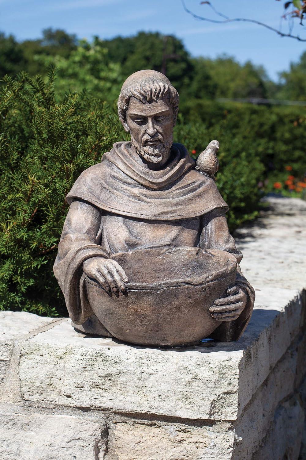 Roman 19" St. Francis Outdoor Garden Statue with Birdbath