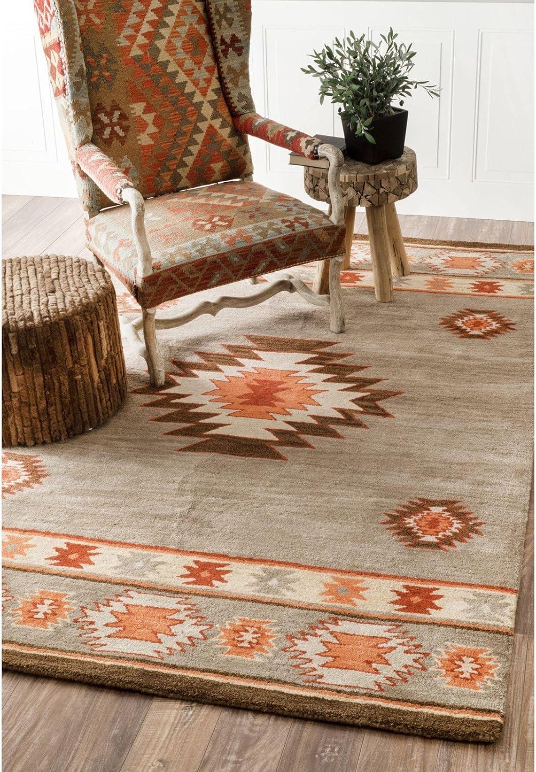 4'x6' Hand Tufted Shyla Area Rug Beige - nuLOOM: Wool, Bohemian Style, Medium Pile, Indoor Use