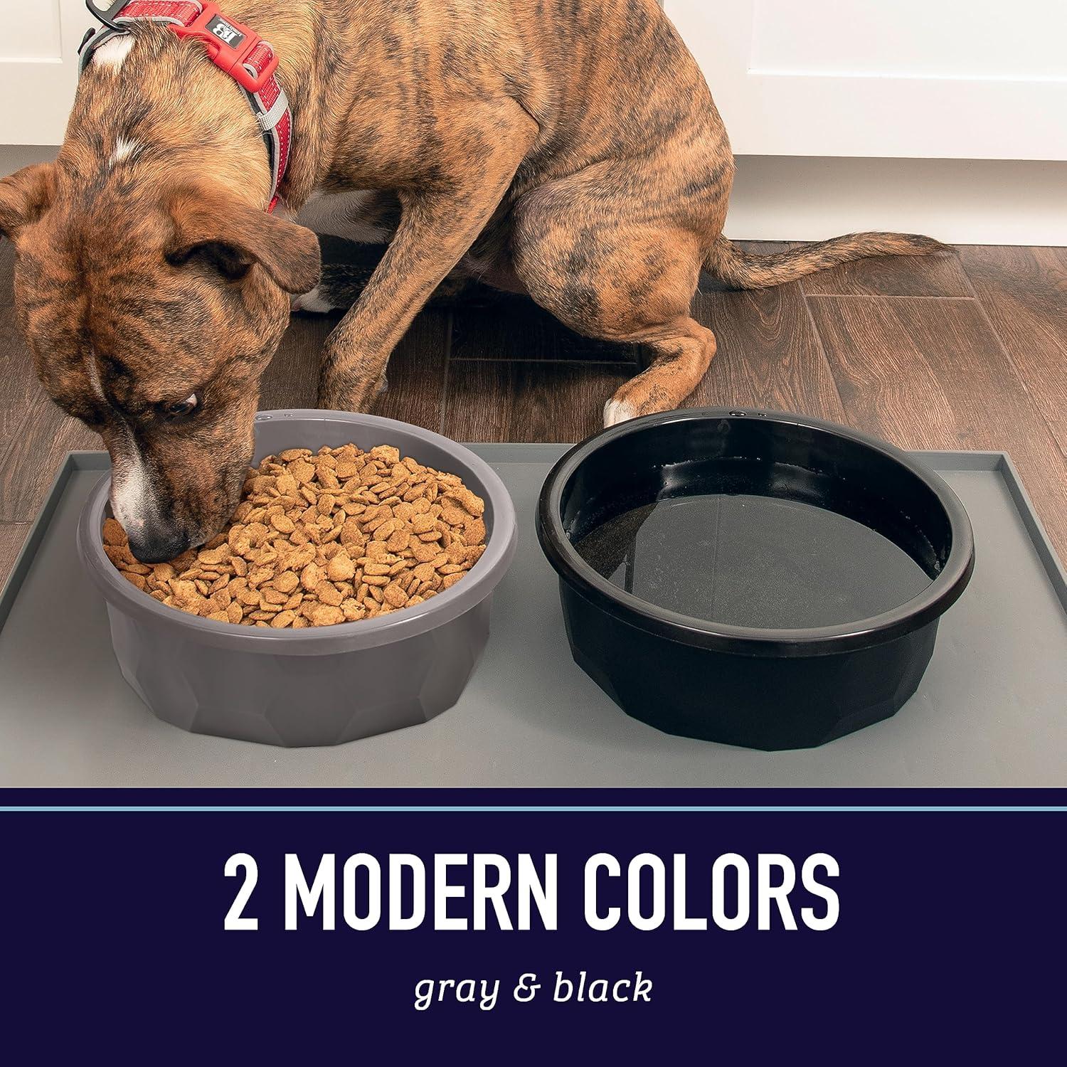 Leash Boss Extra Large Dog Bowl (112 oz) - Plastic Food & Water Feeder for Inside & Outside, Gray, Holds 14 Cups - Large Outdoor Dog Water Bowl - for All Breed Sizes, Durable, Dishwasher Safe